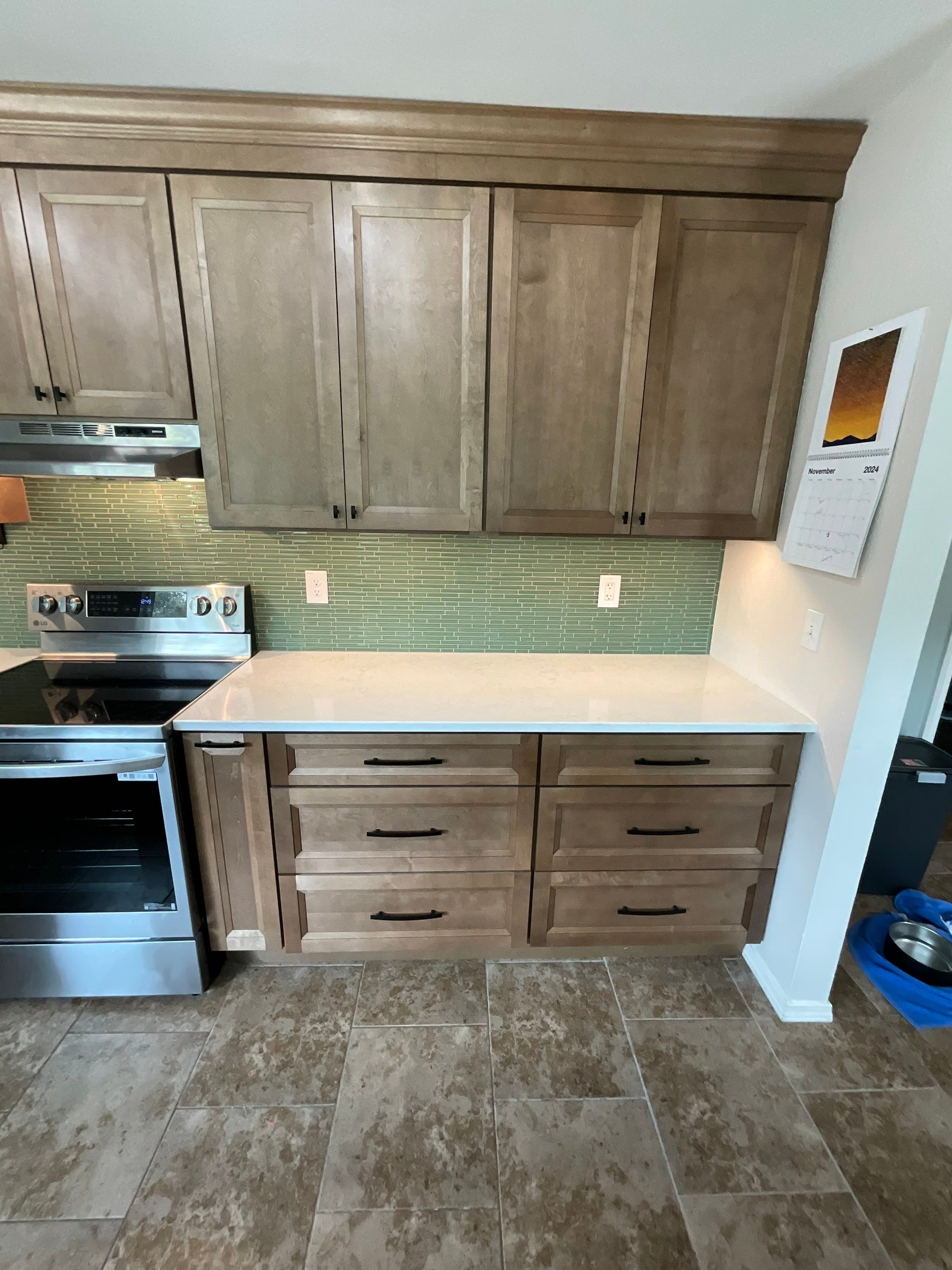 Northwest San Antonio Kitchen Remodel | Warm Modern Kitchen Transformation Featuring Green Backsplash by Legacy Bath and Kitchen 