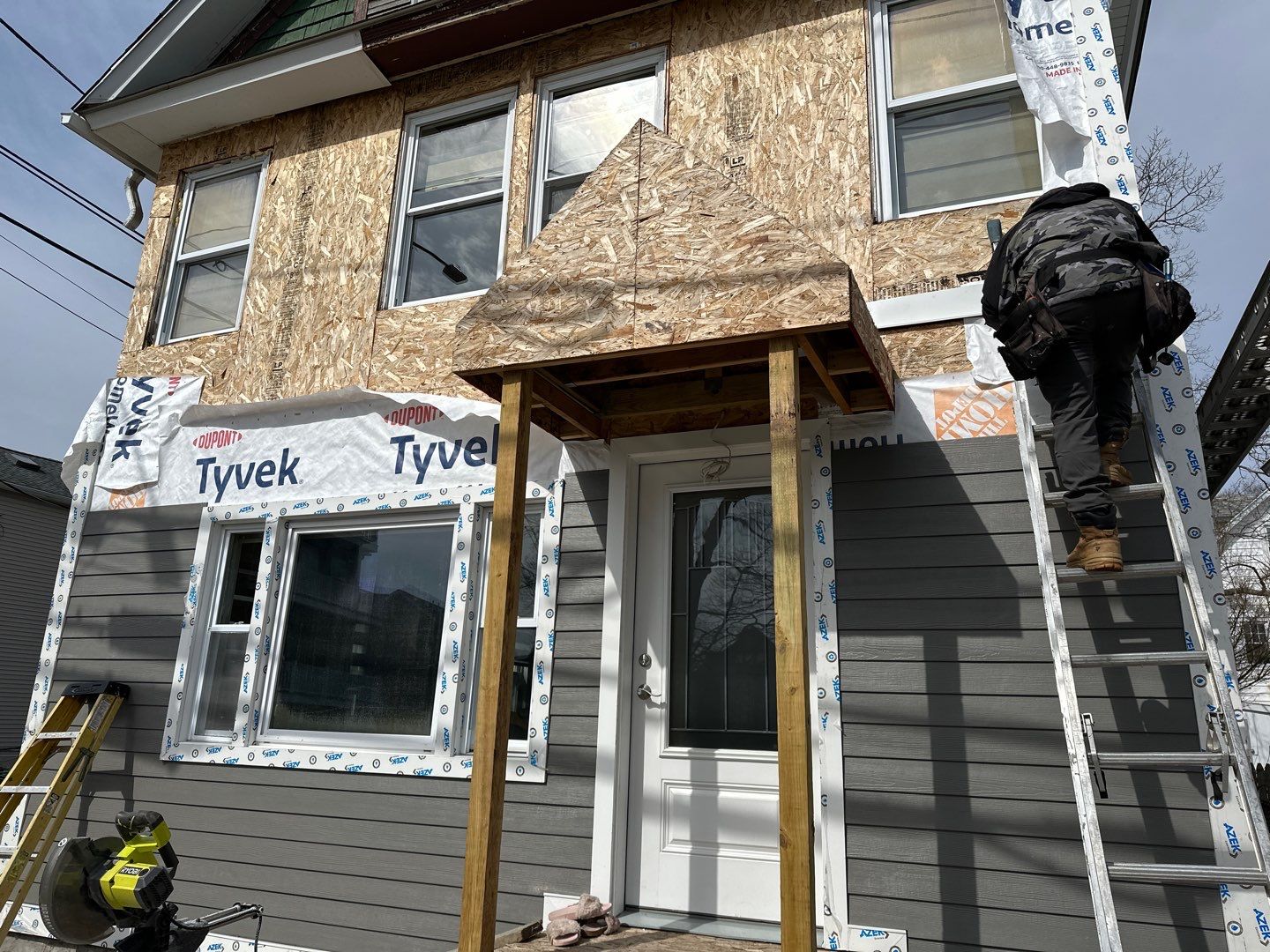 Siding Installation using Hardie Plank Aged Pewter by A Plus Exterior