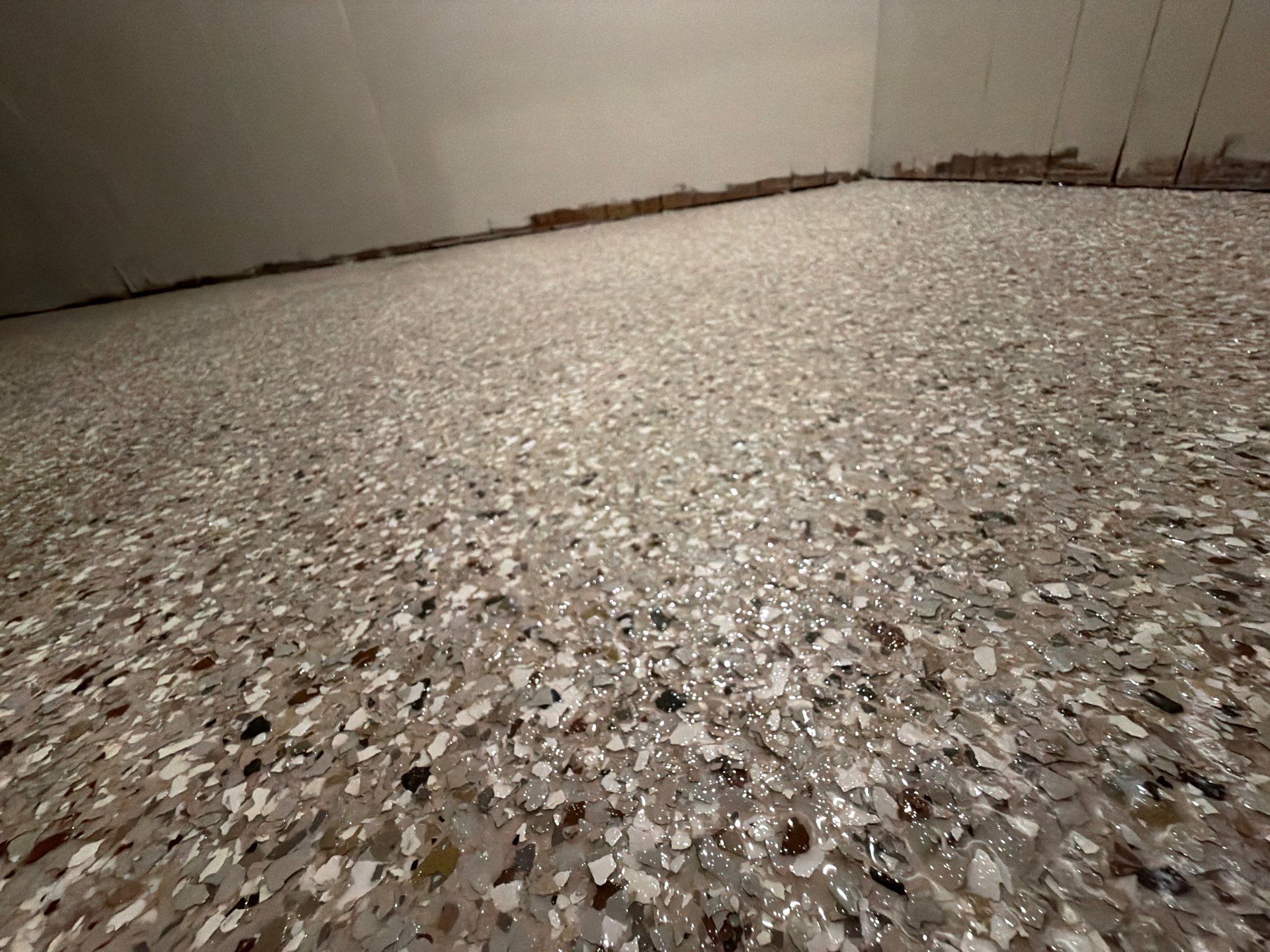 Custom Epoxy Flake Floor Installation for Spring Lake Residence by Gordon Painting