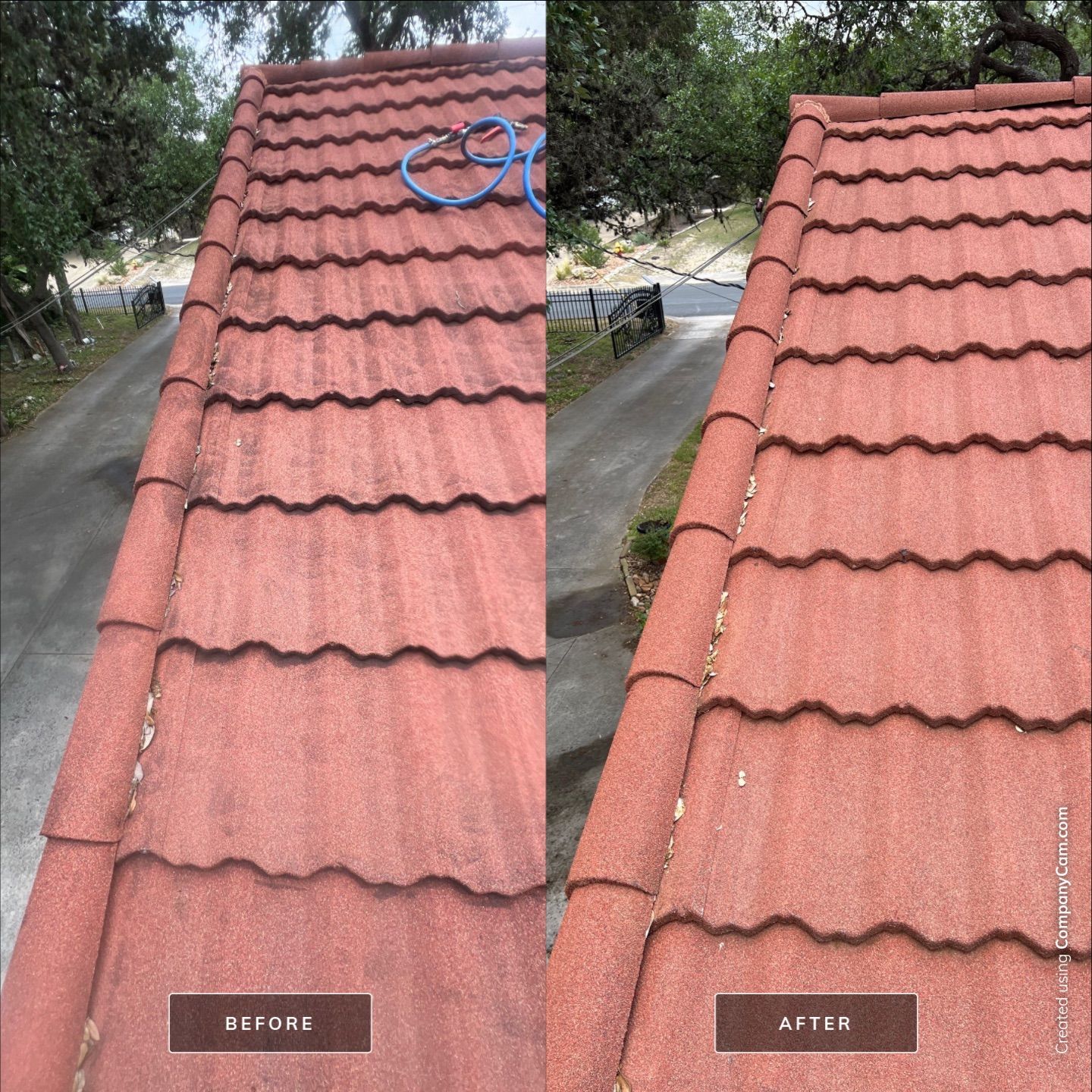 Metal / Tile Roof Wash Project in Boerne by Bright Choice