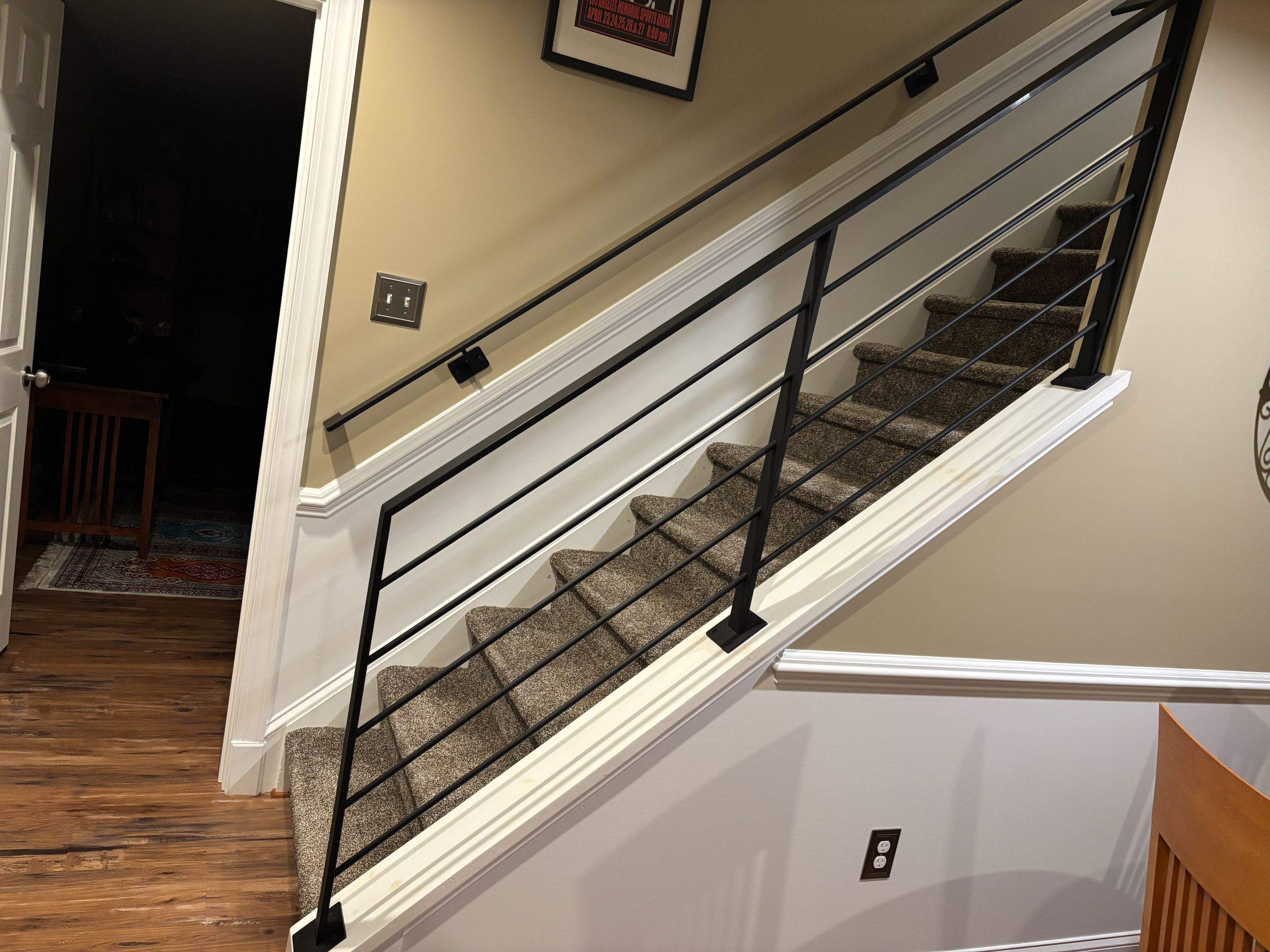 Modern Minimalist Interior Railing – Custom Steel Flat Bar & Round Infill by Capitol Iron Works