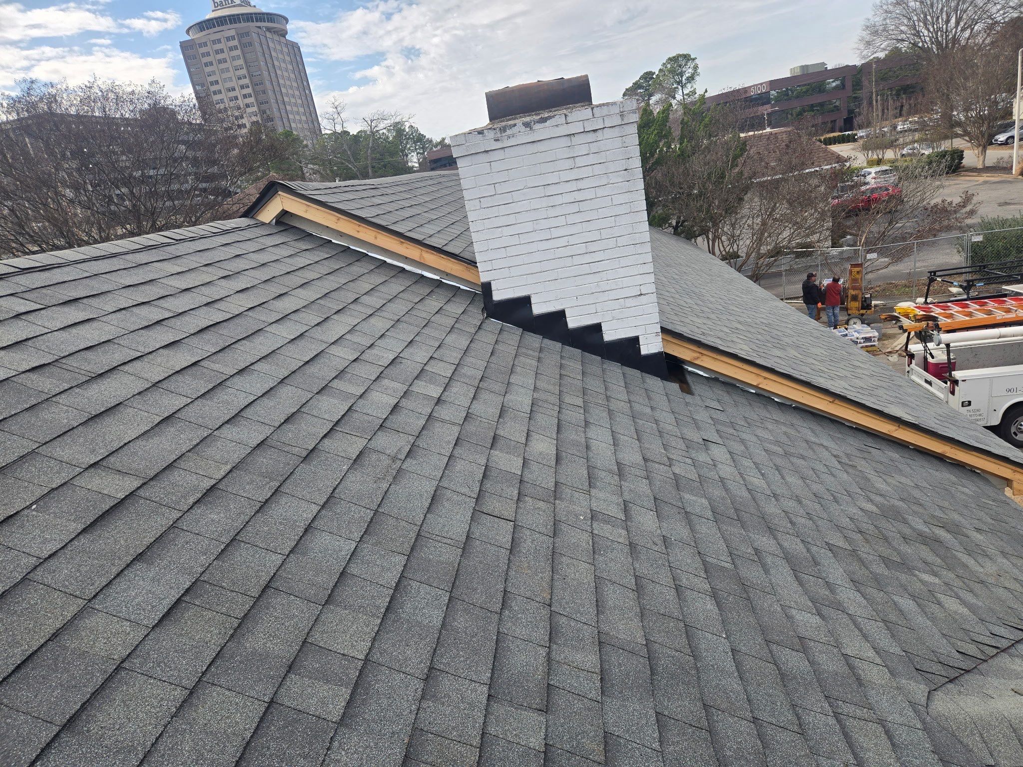 Architectural Asphalt Shingle Roof Replacement and Decking at Memphis Commercial Building by Revival Roofing Services