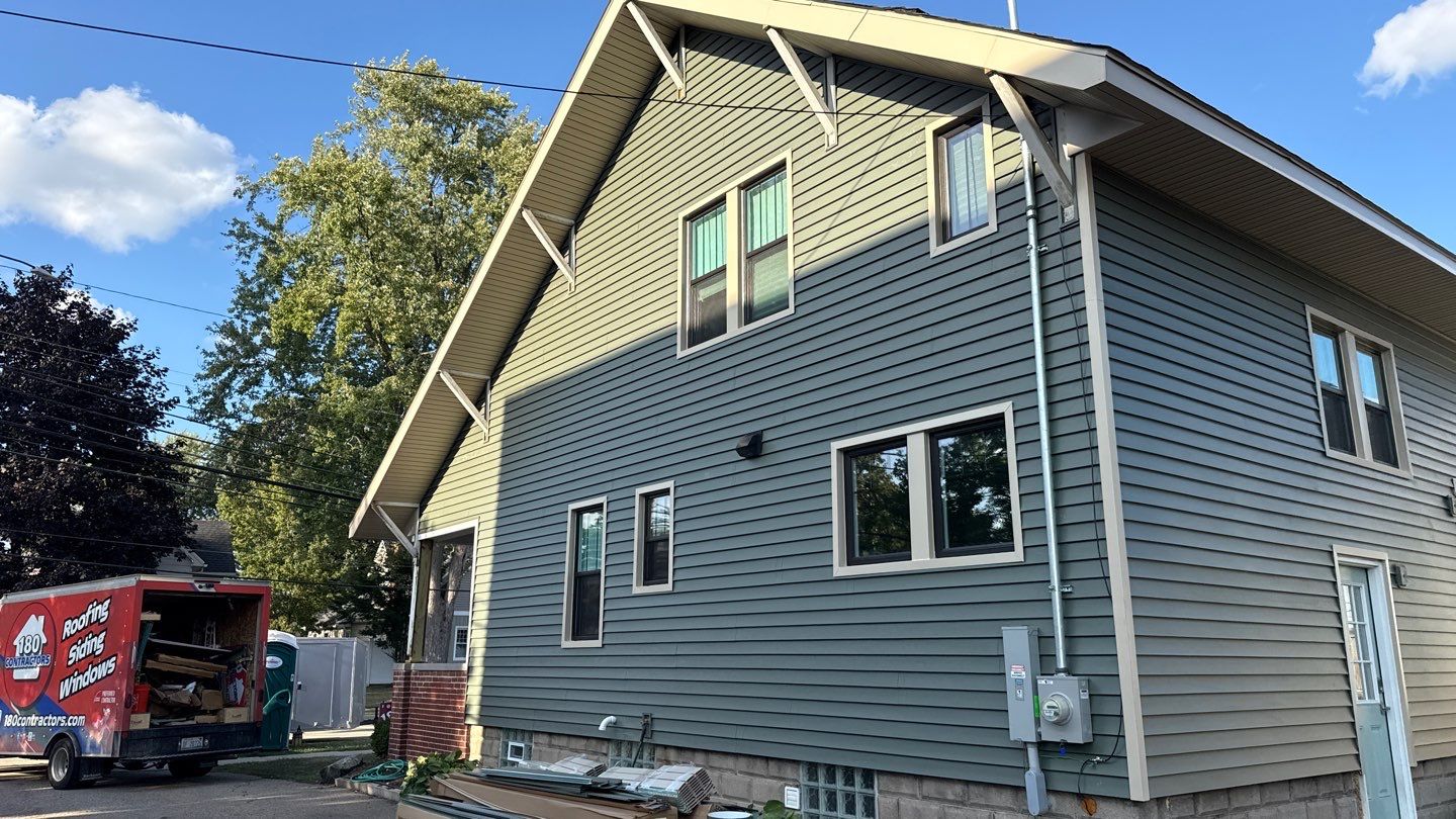 Siding Replacement using Alside Charter Oak D4.5" Deep Moss by 180 Contractors