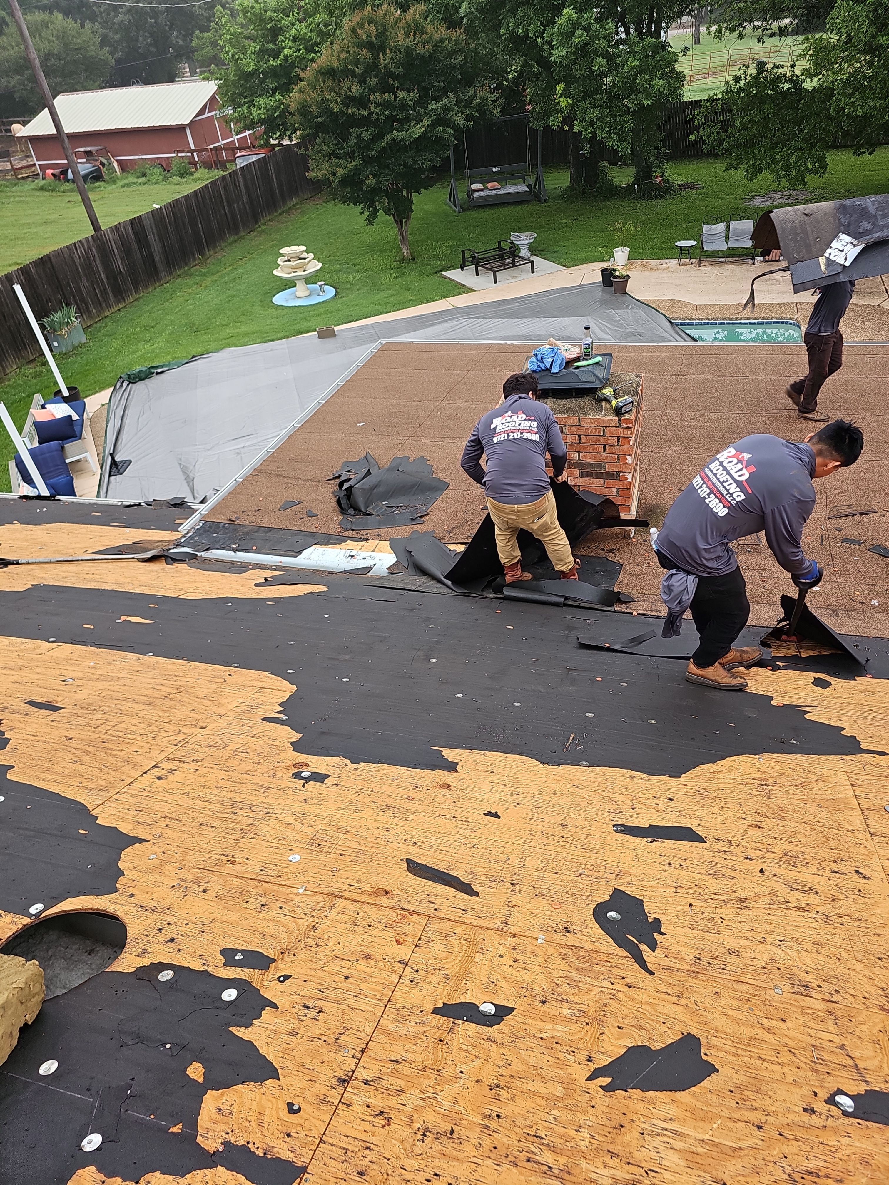 "Full Roof Replacement Due to Hail and Water Damage – Before & After" by road roofing llc