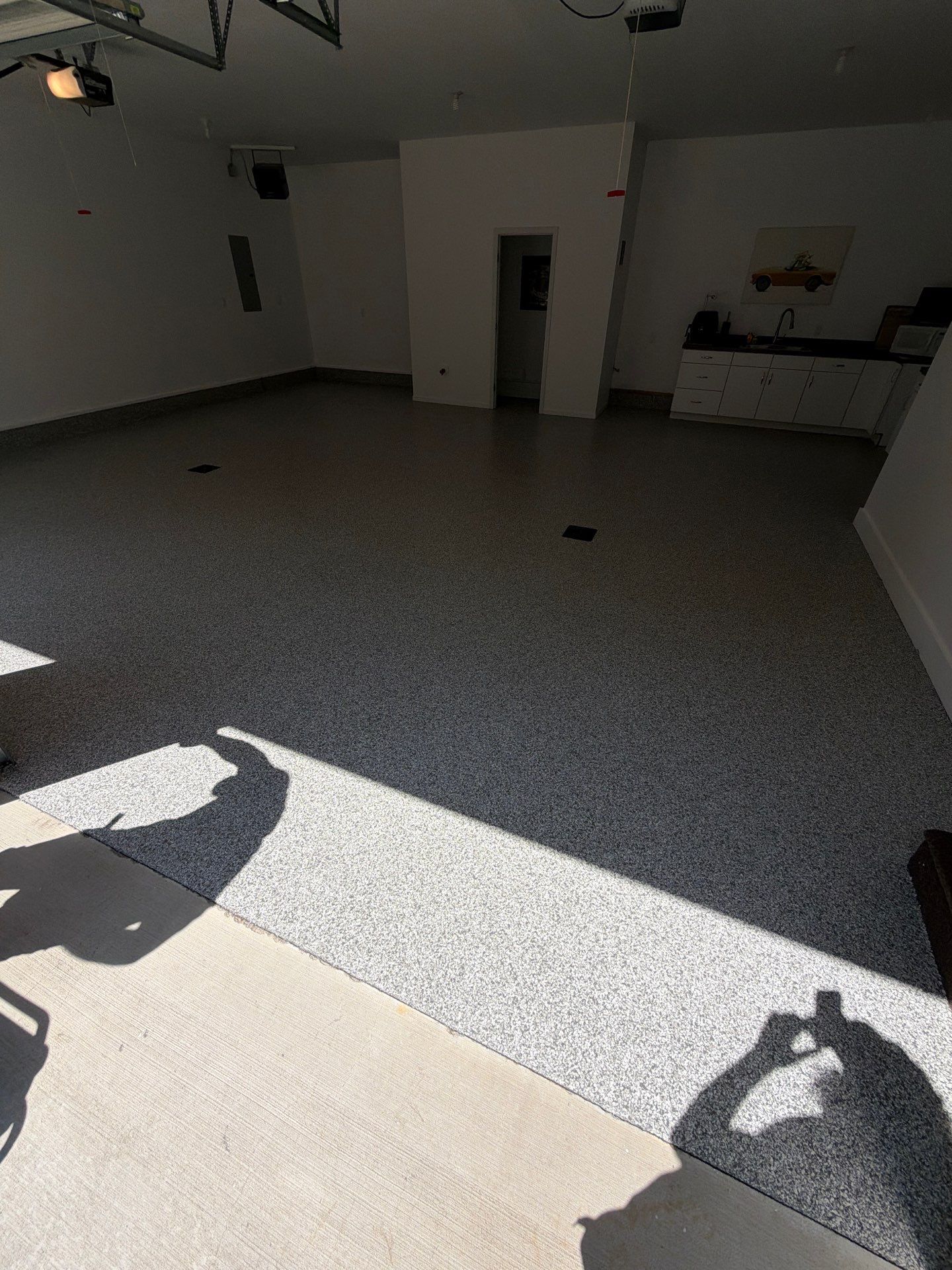 Custom Polymer Flake Epoxy Garage Floor Coating in Mears by Gordon Painting