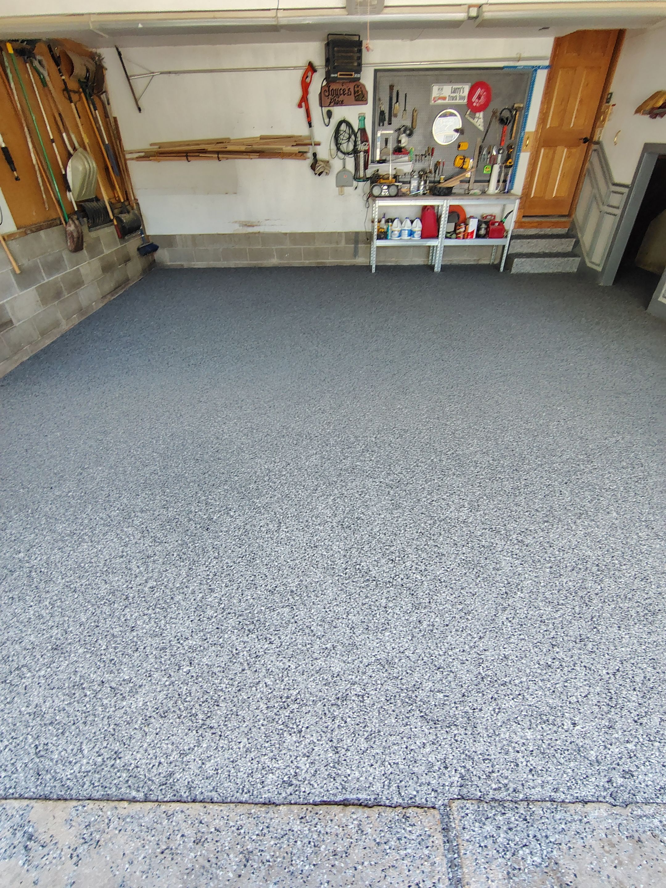 Nightfall Decorative Chip Garage Floor Coating in Luverne, Minnesota by Select Painting, Coatings & Garage Cabinets
