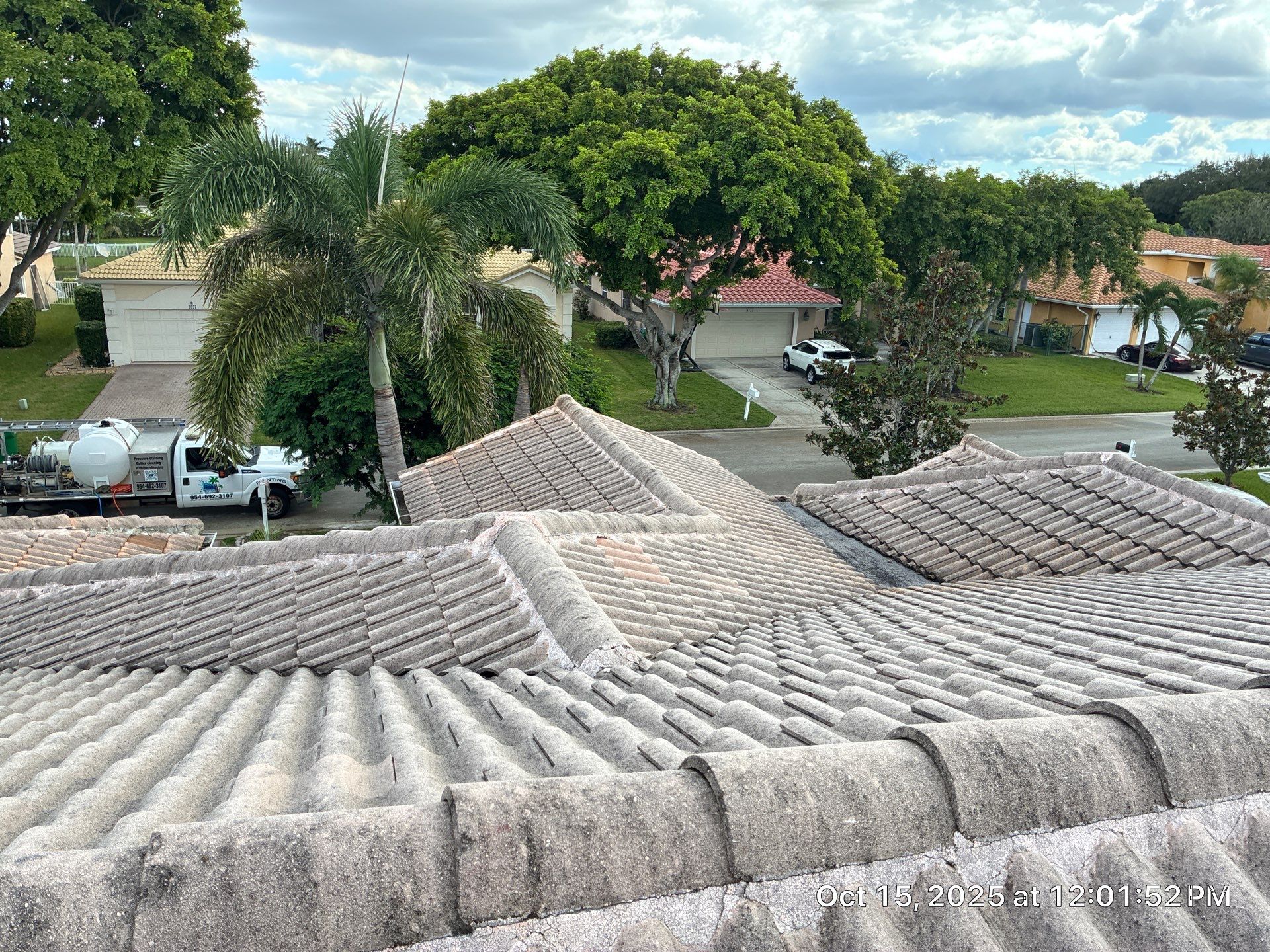 Dirty old Roof Coral Springs by BKB Pressure Cleaning LLC