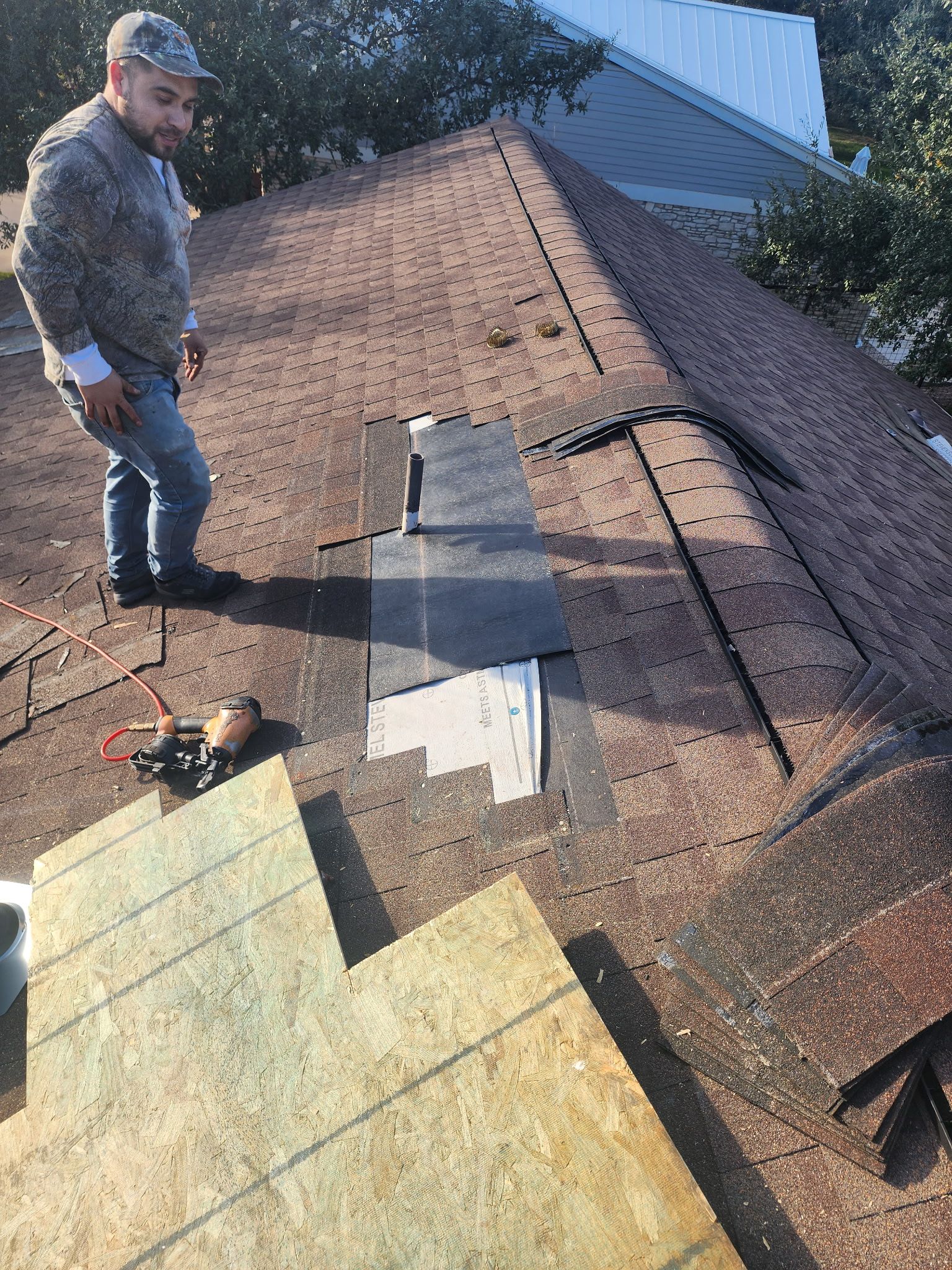 Structural and roof repairs with custom metal work by REPS Austin Area Roofer