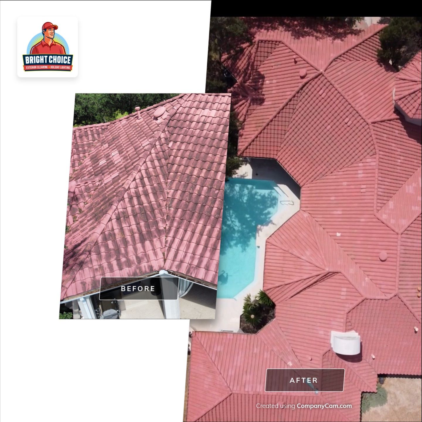 Tile Roof Wash Project in San Antonio by Bright Choice