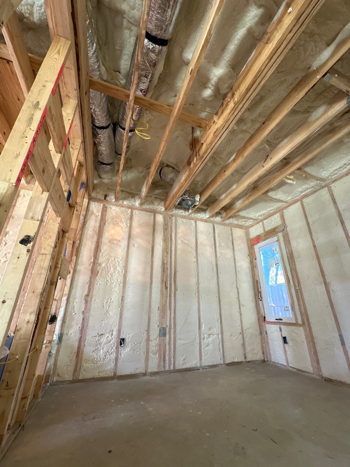 Open cell spray foam job completed at this home addition in Plano, TX by Apex Insulation Solutions