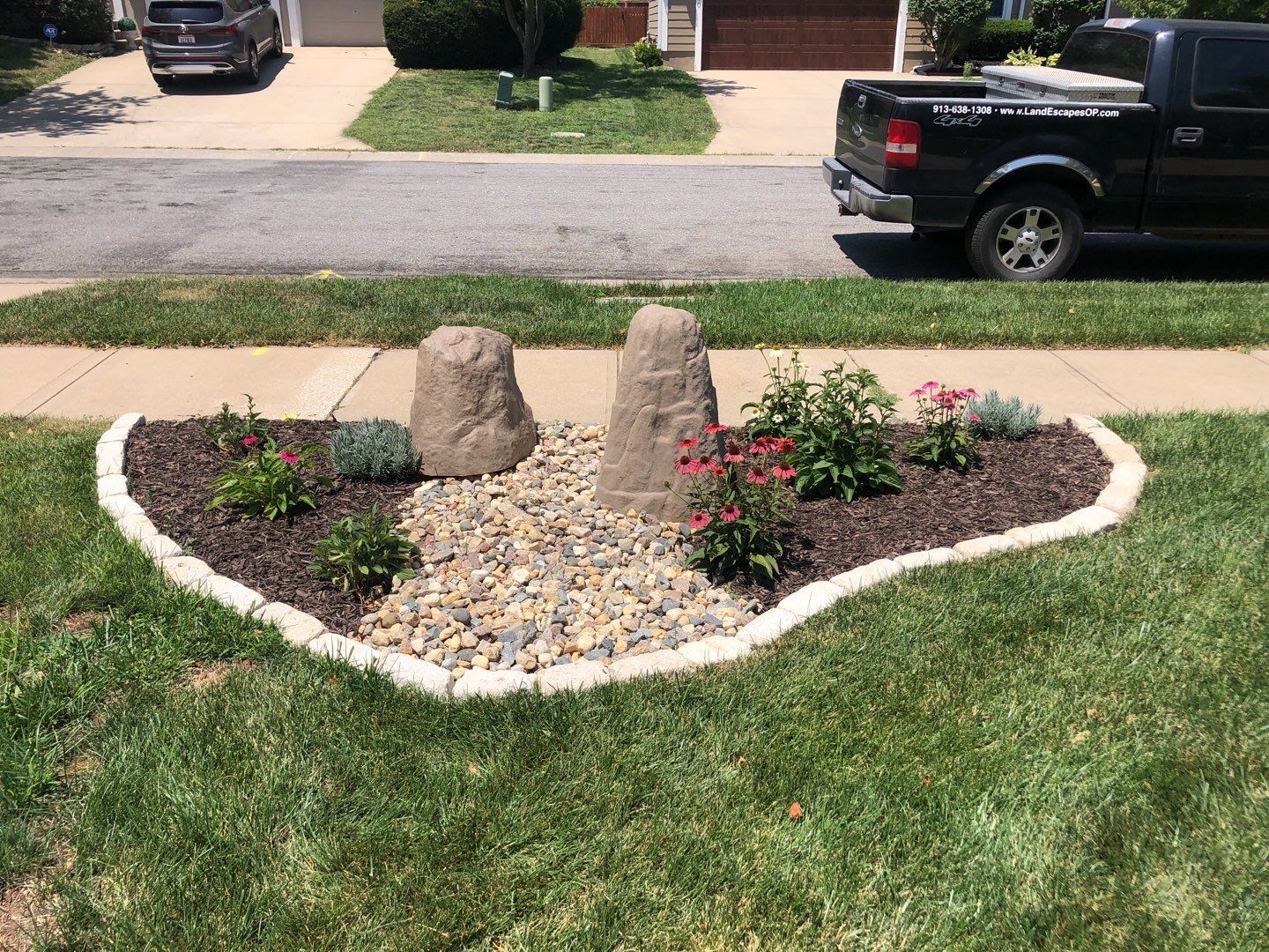 Front Yard Landscape by LAND ESCAPES LLC