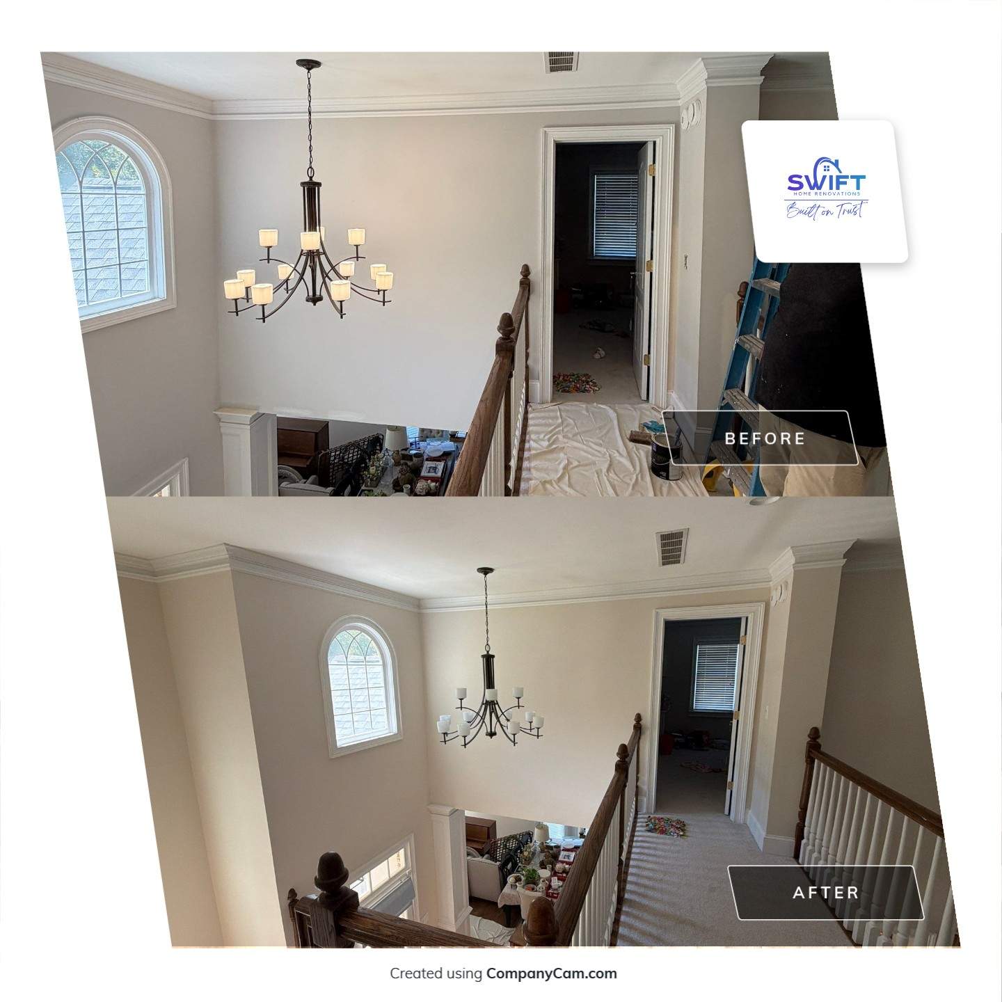 Full Interior Painting Service for Multi-Level Home in Smyrna by Swift Home Renovations 