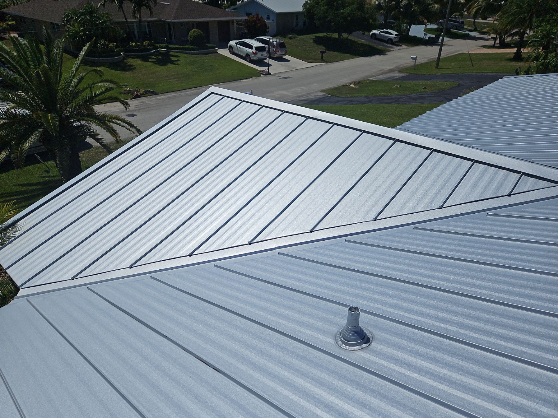 Residential Roofing Installation using 1" Nail strip metal roof by BLUES BROTHERS ROOFING