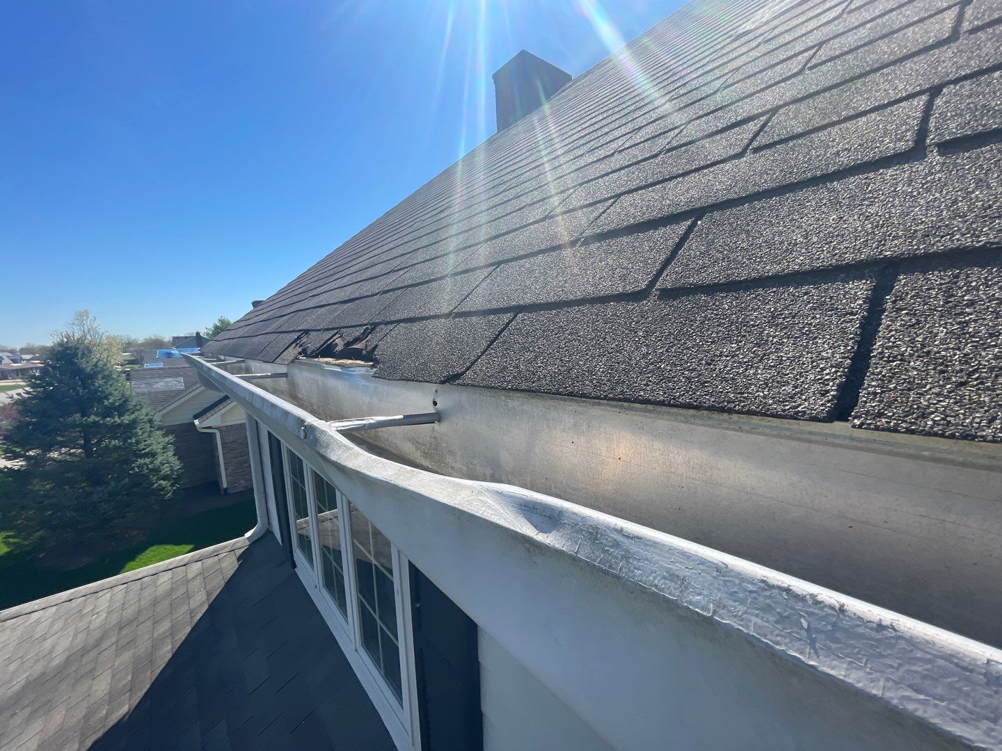 Tornado damage in Whiteland. Roof replacement, James Hardie siding, exterior paint, gutters, windows, doors by 317 Roofing & Restorations