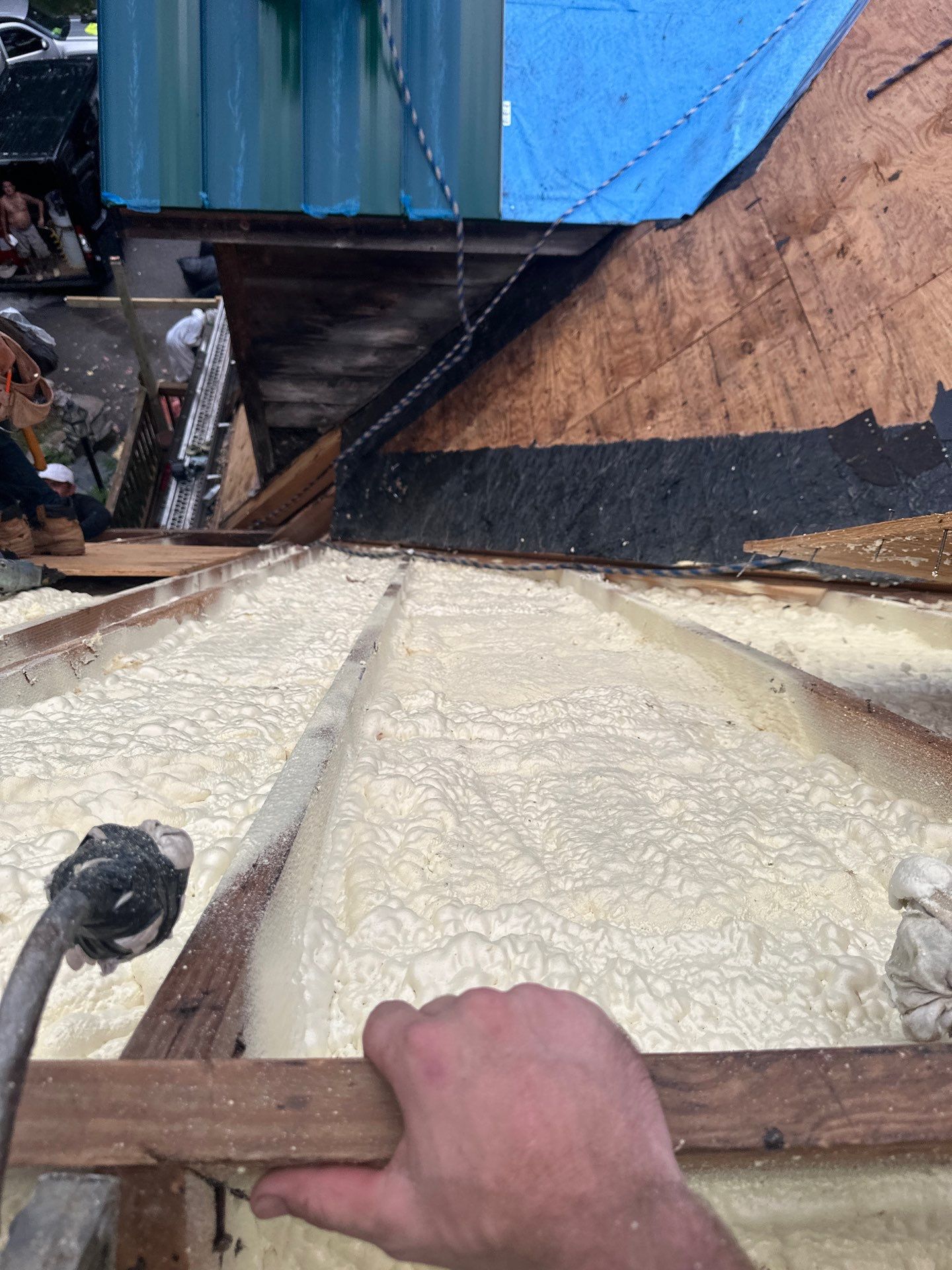 Exterior Installation using Closed Cell Spray Foam by NYS Foam & Energy