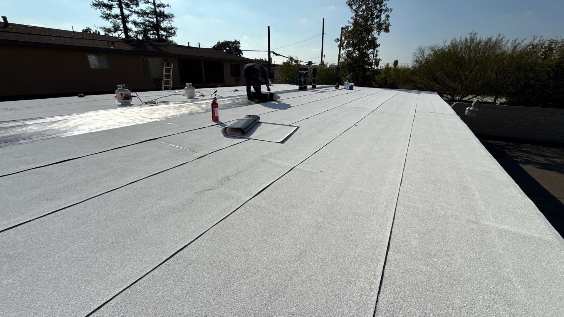 Carport Modified Bitumen Installation using ASC Modified Bitumen Roofing System by Hull Brothers Roofing