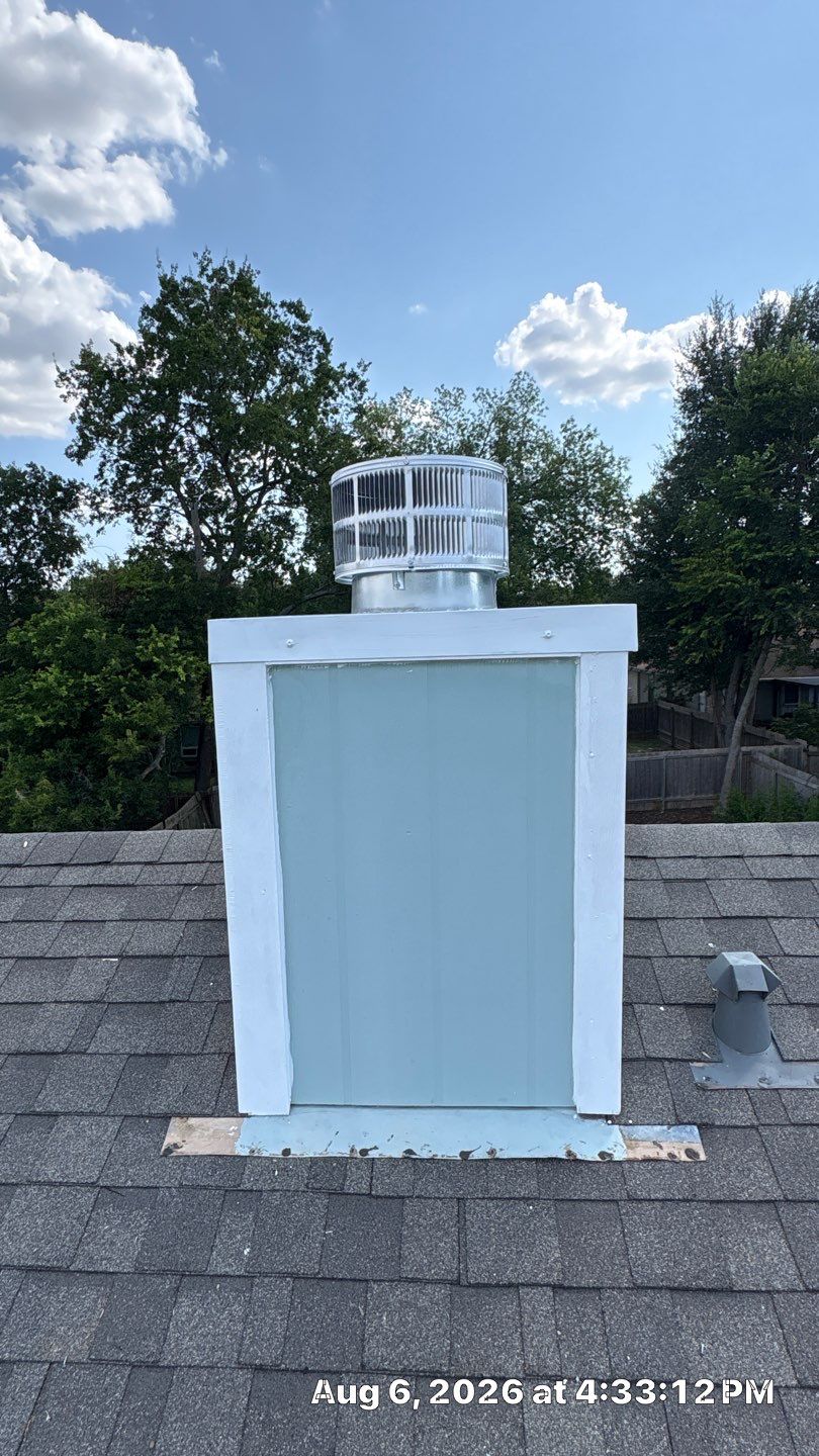 Chimney Siding Repair and New Cap Installation in Austin by DeZign Roofing & Exteriors