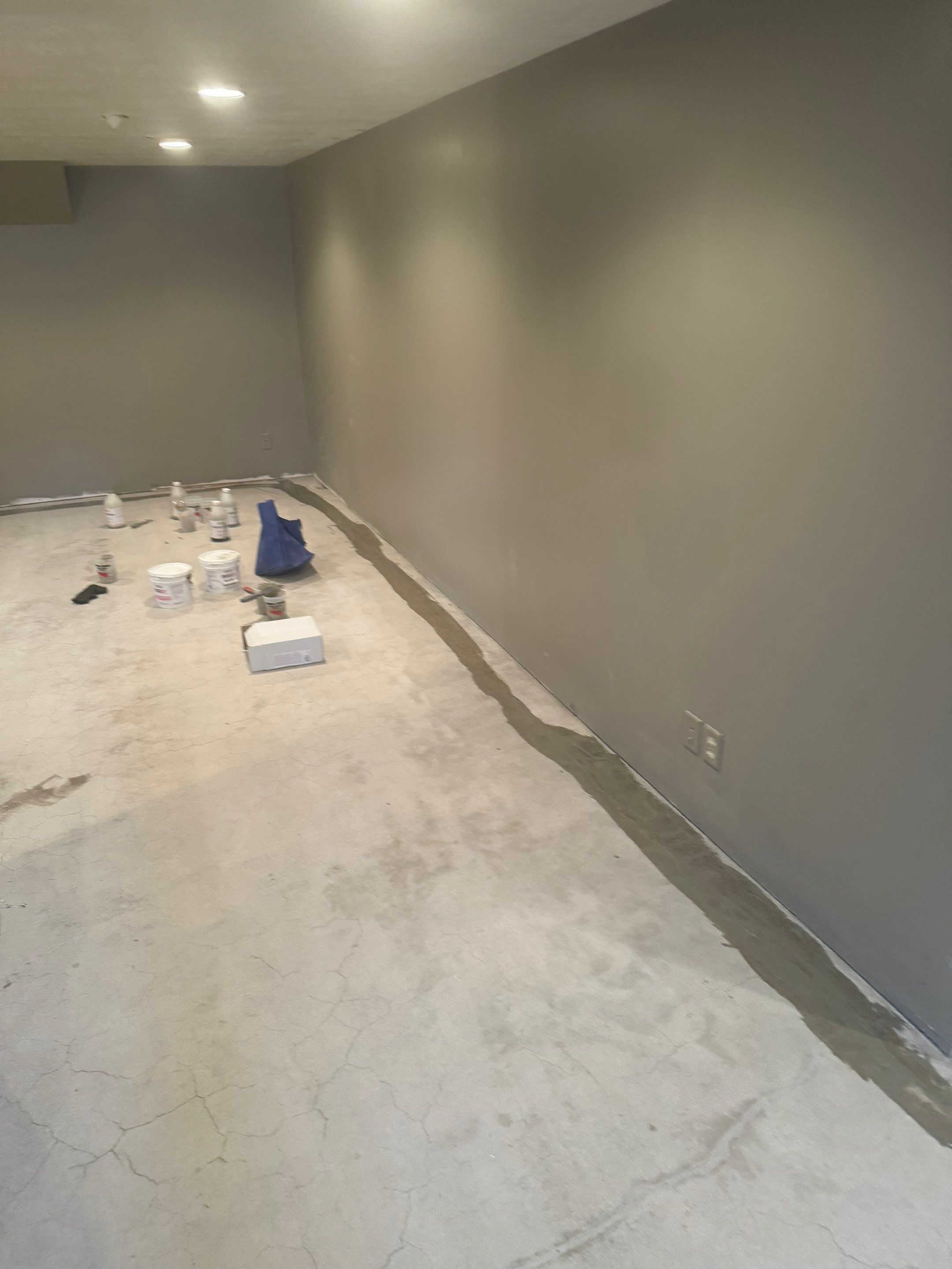Custom Multi-Fleck Epoxy Floor Coating for Residential Basement by Select Painting, Coatings & Garage Cabinets
