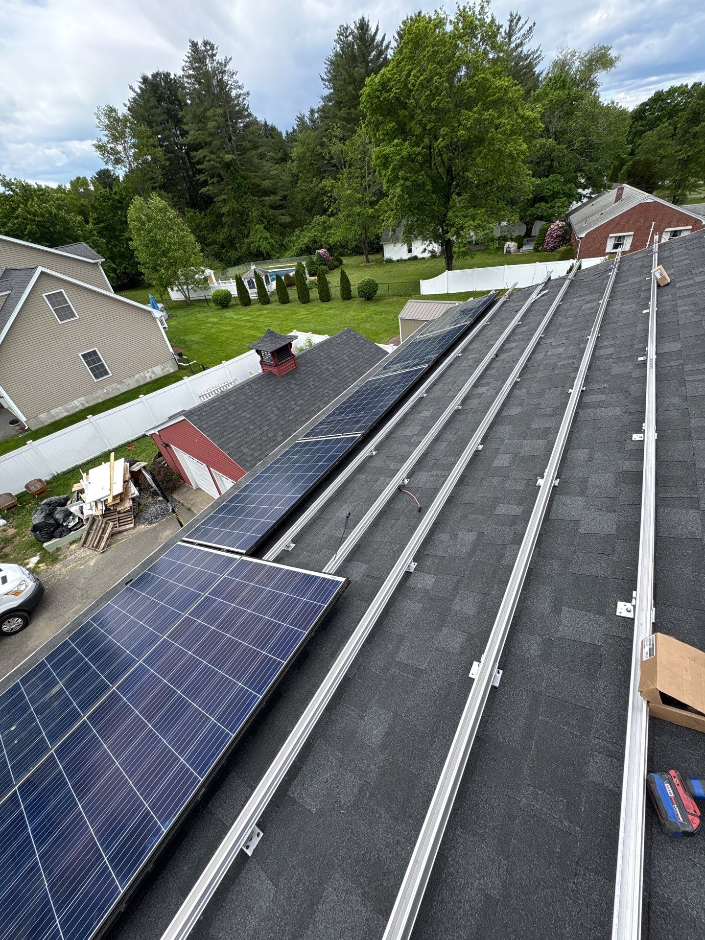 Solar Removal, Reinstall & Full Roof Replacement in Wilbraham, MA – Owens Corning Duration, Onyx Black by JOHNNYS PRO