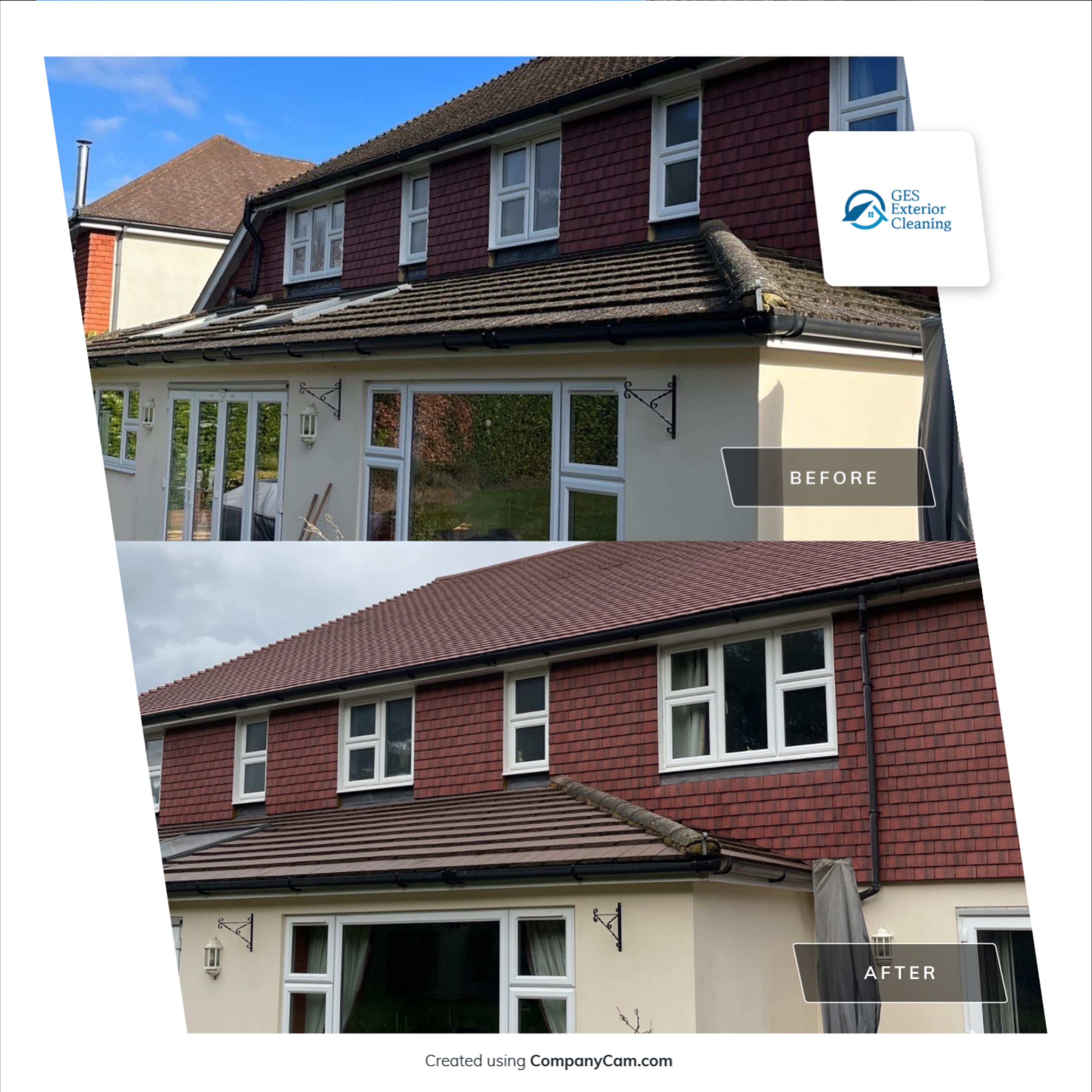 Roof Cleaning and Biocide Treatment using Honda 15lpm Low Pressure Washing Machine by Ges Exterior Cleaning ltd