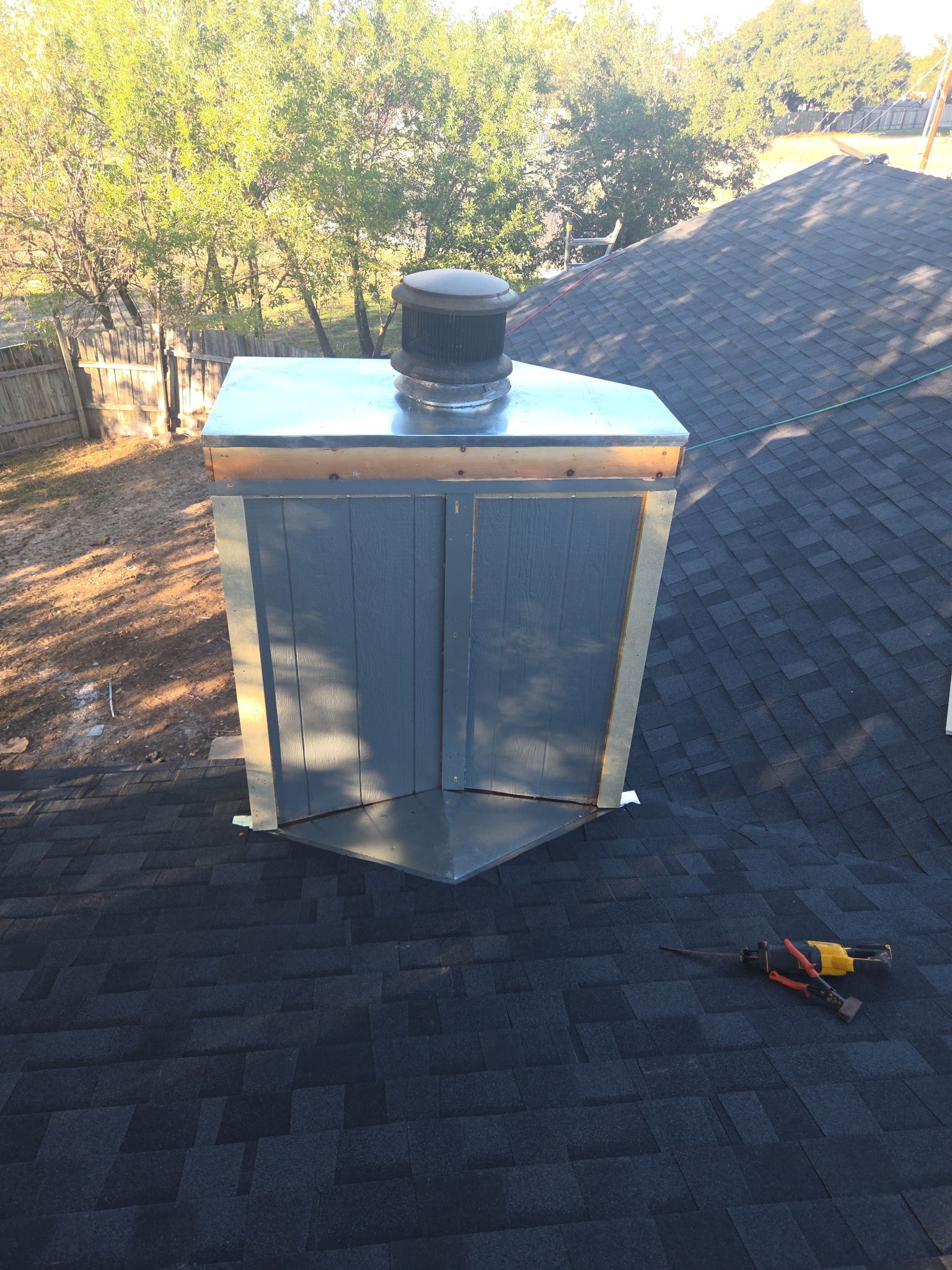 Reroof and custom flashing on duplex in Round Rock by REPS Austin Area Roofer