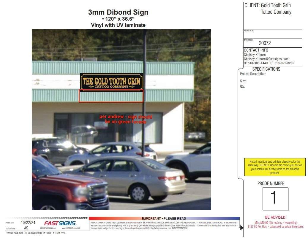 Gold Tooth Grin Tattoo Company Sign Installation in Gansevoort by FASTSIGNS of Saratoga Springs 