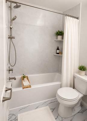 Bright Marble-Inspired Bathroom Remodel - Beltsville, MD