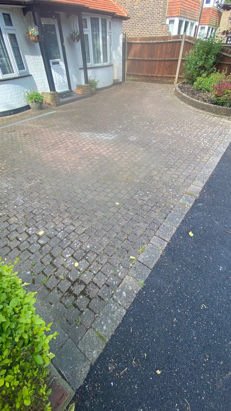 Driveway And Patio Clean using Mosmatic FSC and Biocide by Ges Exterior Cleaning ltd
