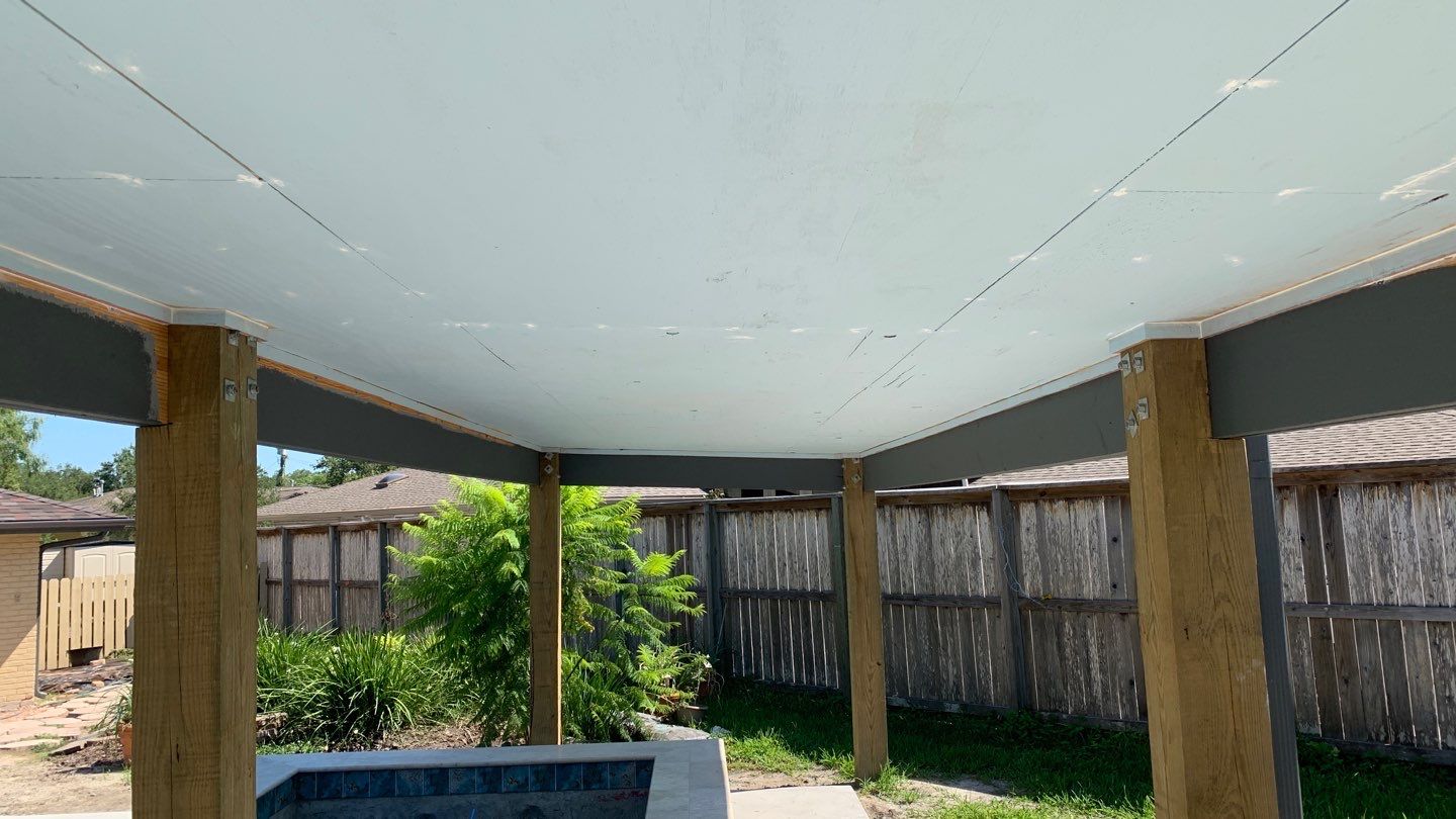 Beautiful pool side build by Bayfront Roofing and Construction