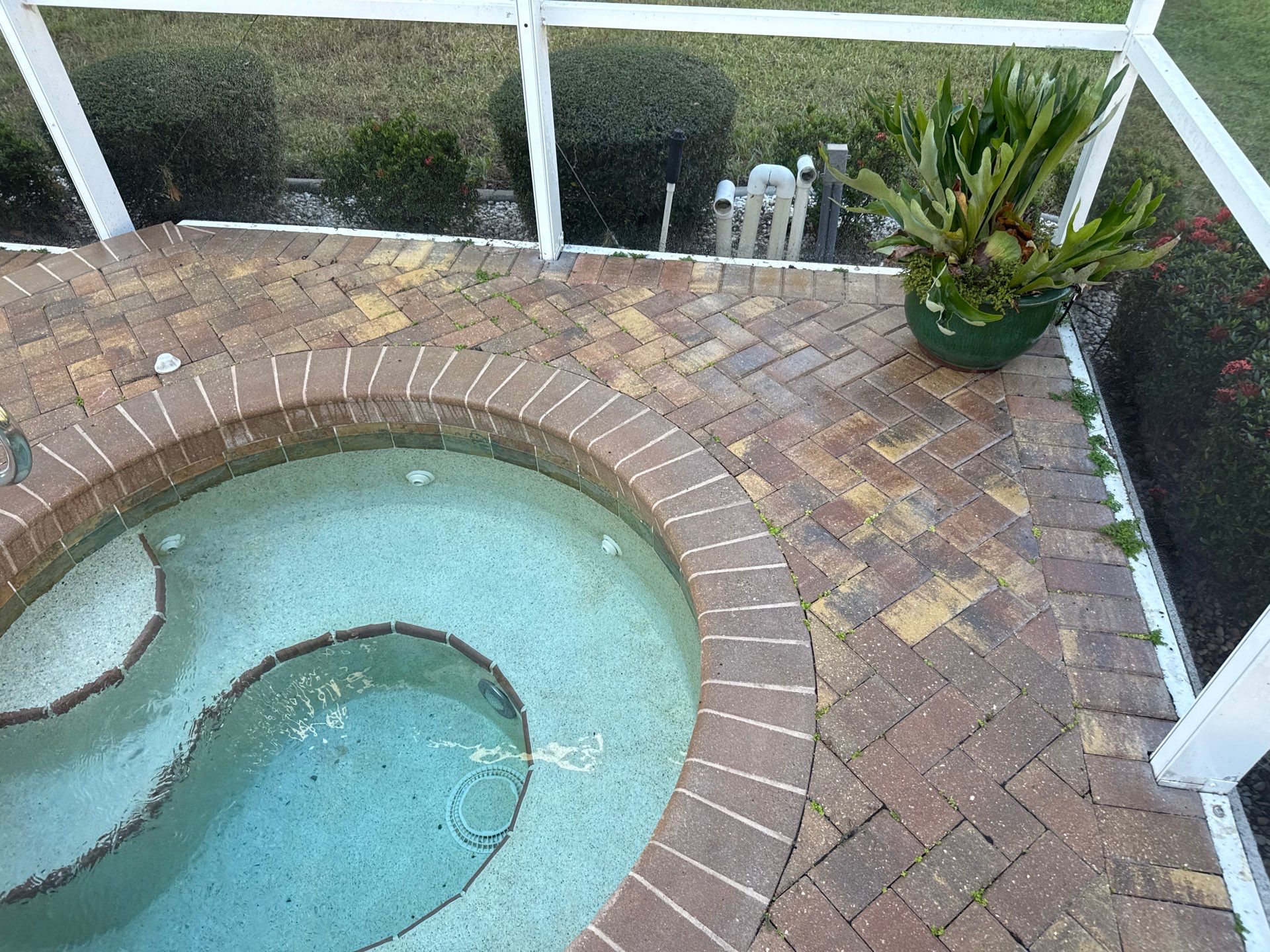 Paver Pool Deck and Screen Enclosure Cleaning in Lakewood Ranch, FL (Rosedale Highlands Community) by Sunshine AquaWash