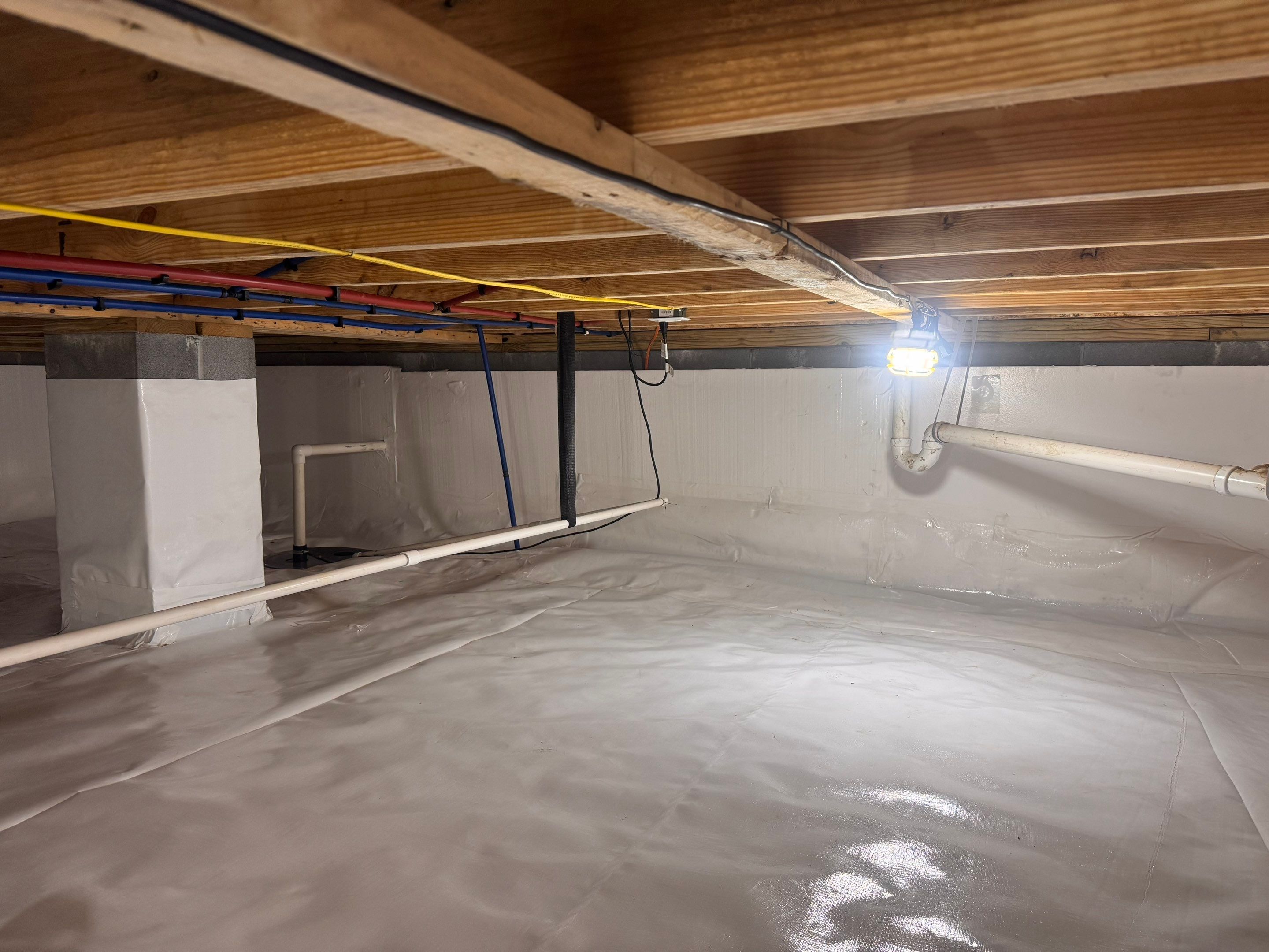 Premium Encapsulation with 20Mil, Borafoam insulation and Light System. by Impact Crawlspace
