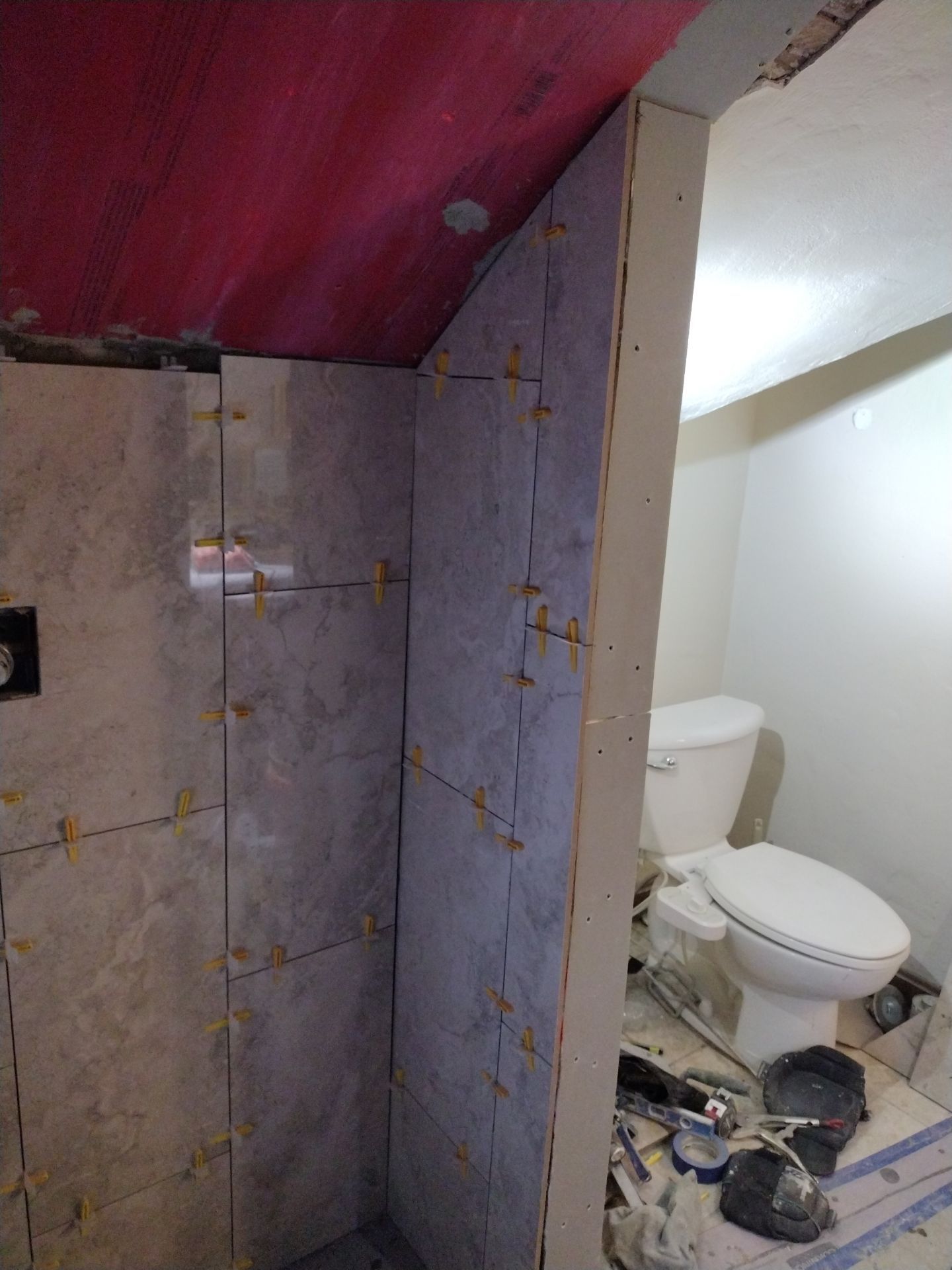 Shower Remodel & Ceiling Restoration – Correcting Water Damage and Rebuilding Right by Johnny Five Construction 