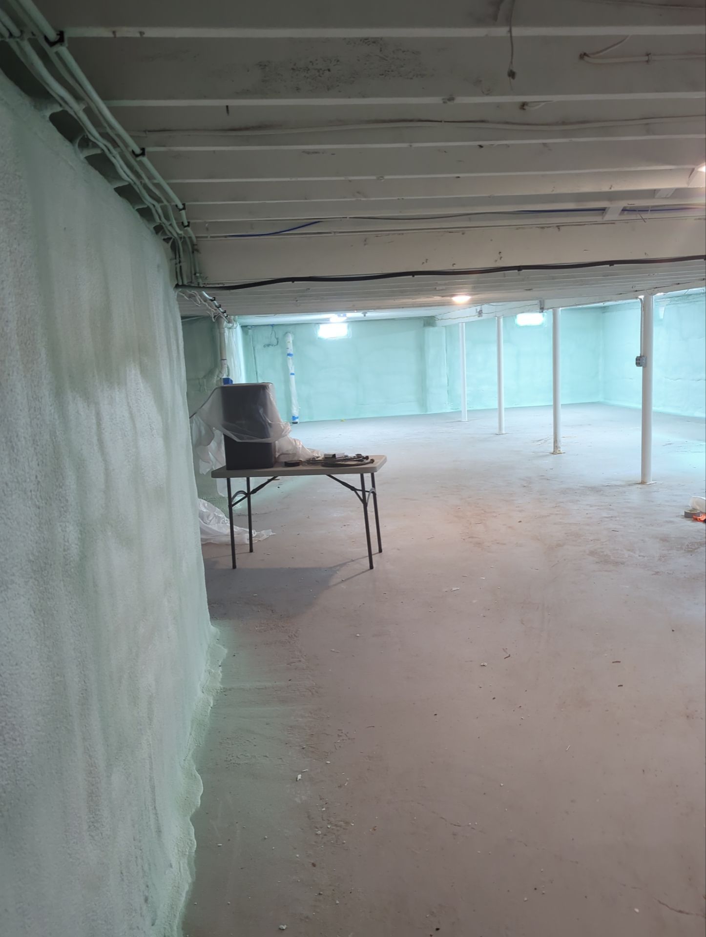 Basement Exterior Walls using Closed Cell Spray Foam by NYS Foam & Energy