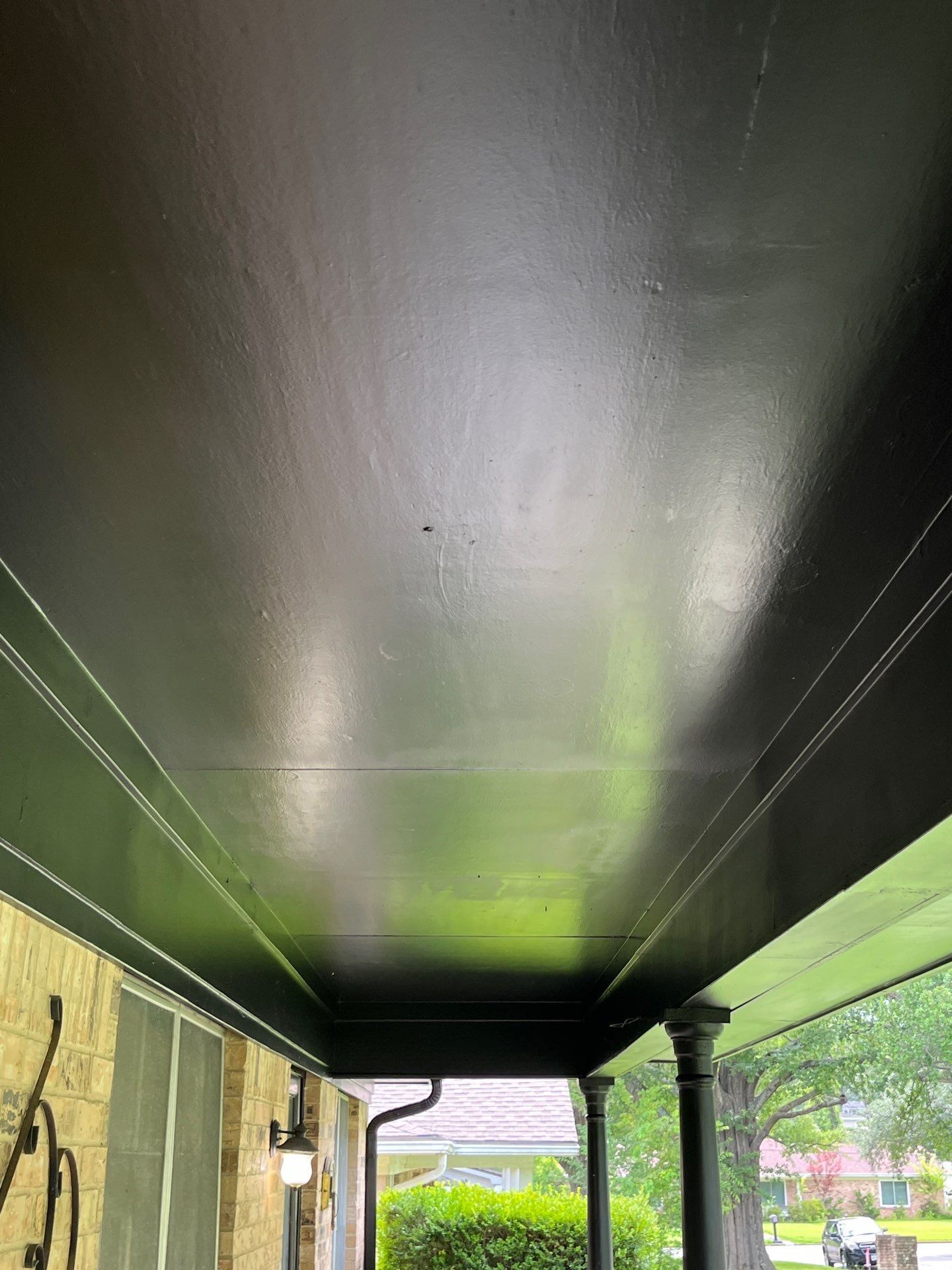 Exterior Painting in Tyler, TX | Eaves, Door & Columns in Elegant Black by Quality Coats Painting