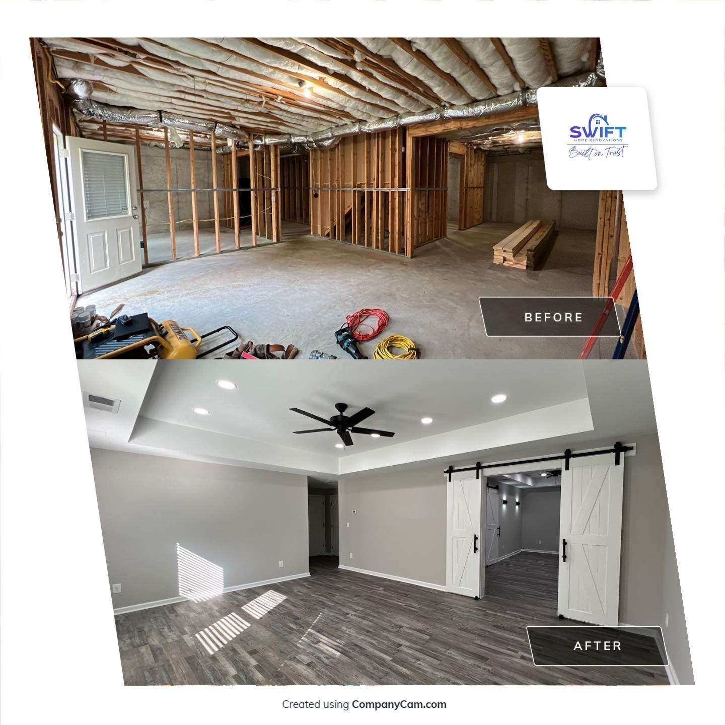 Modern Basement Finishing Project in Acworth Featuring Custom Wet Bar by Swift Home Renovations