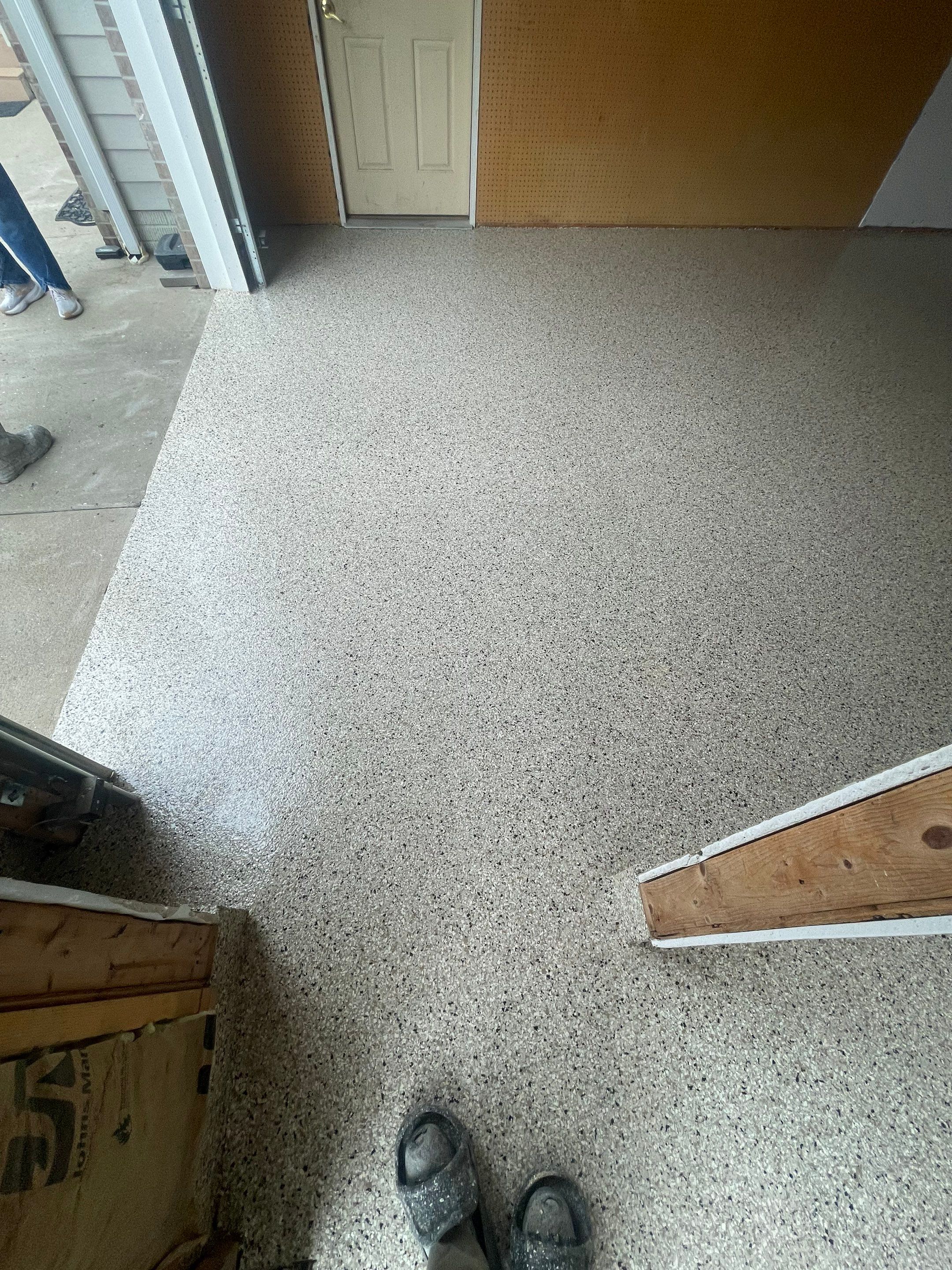Speckled Epoxy Floor Coating Installation for Centerville Residential Garage by Select Painting, Coatings & Garage Cabinets