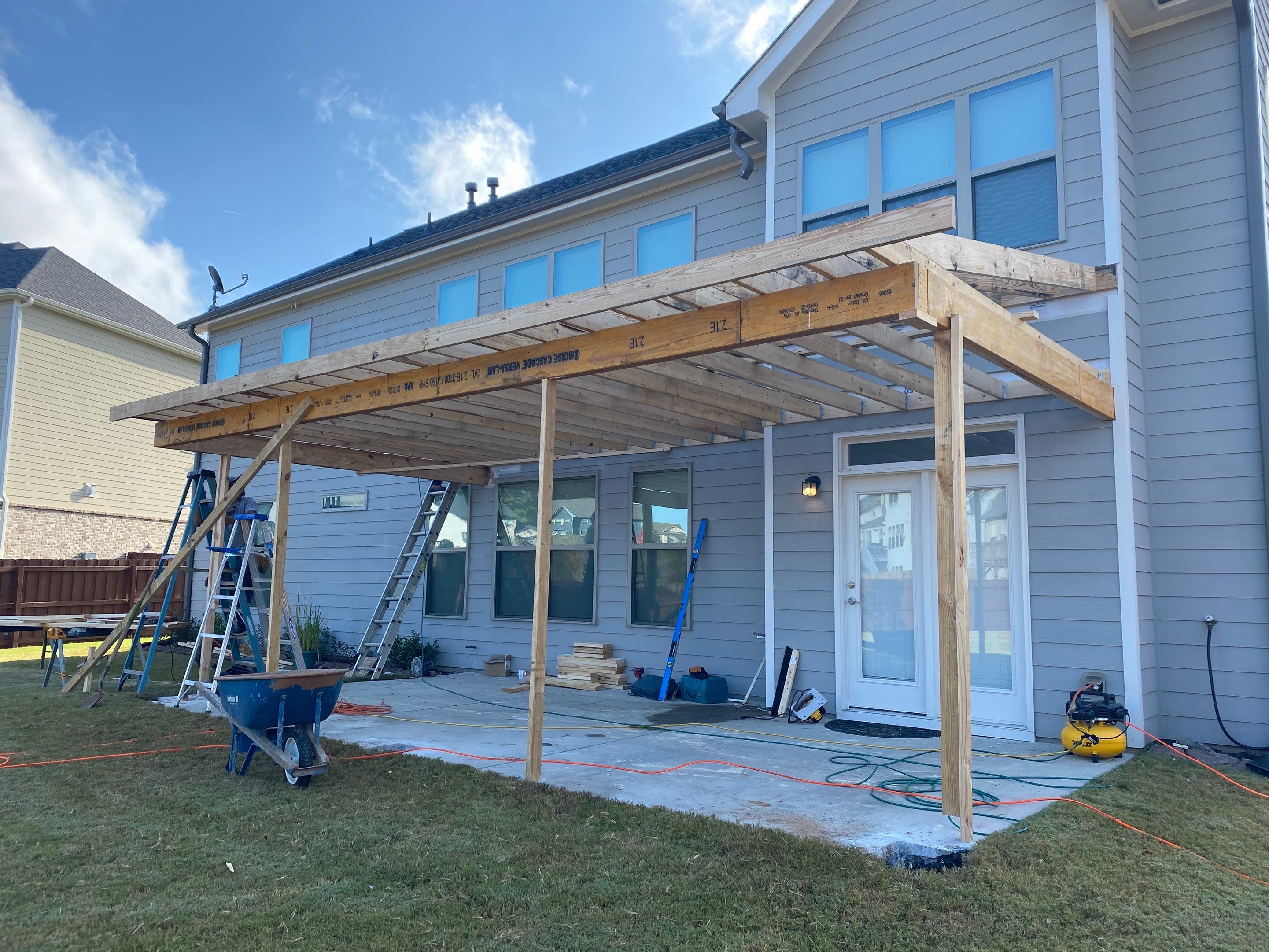 Custom Covered Porch with Beadboard Ceiling in Marietta by Swift Home Renovations