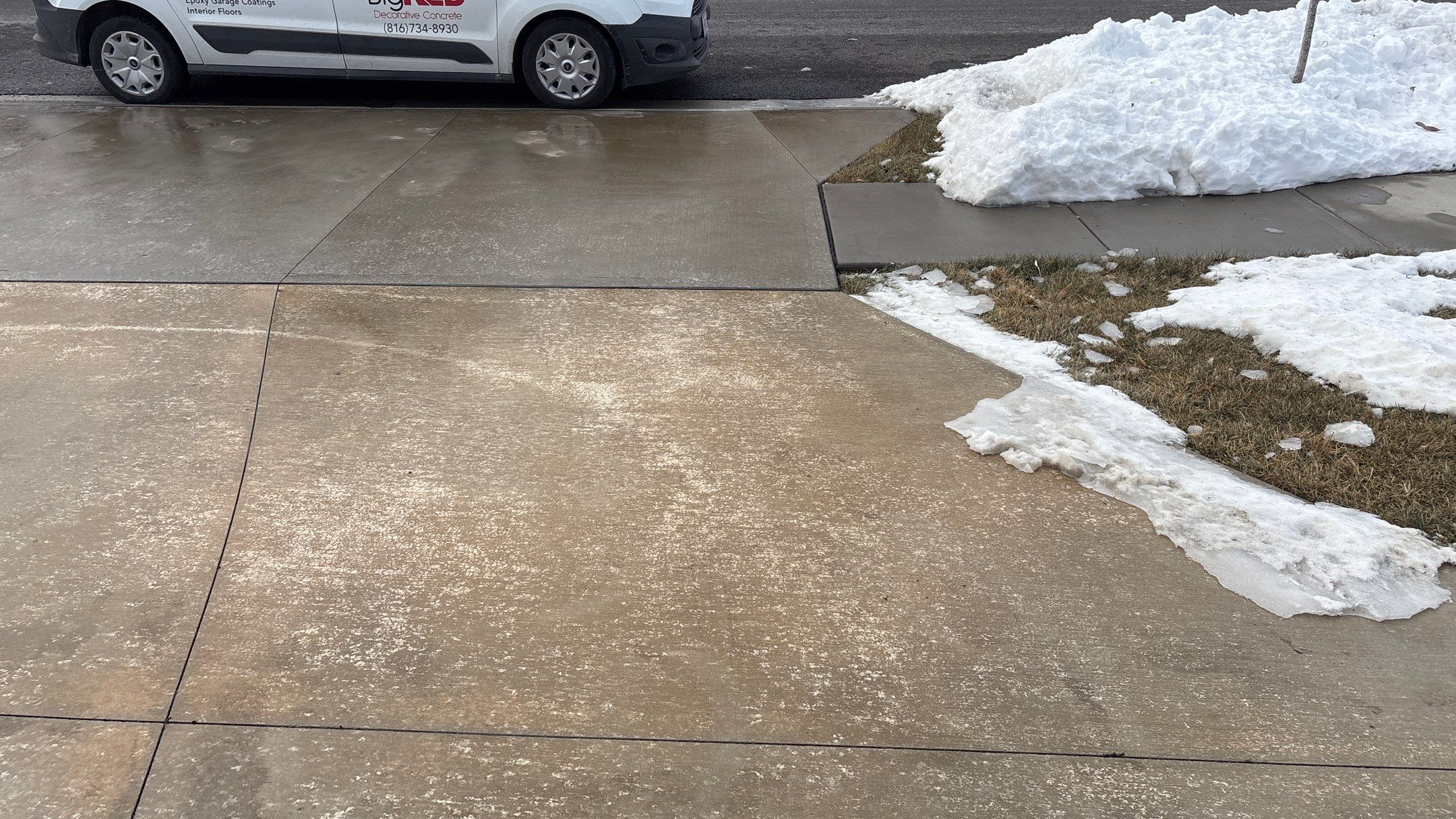 Two-Tone Driveway Resurface - Olathe, KS by Big Red Decorative Concrete, LLC