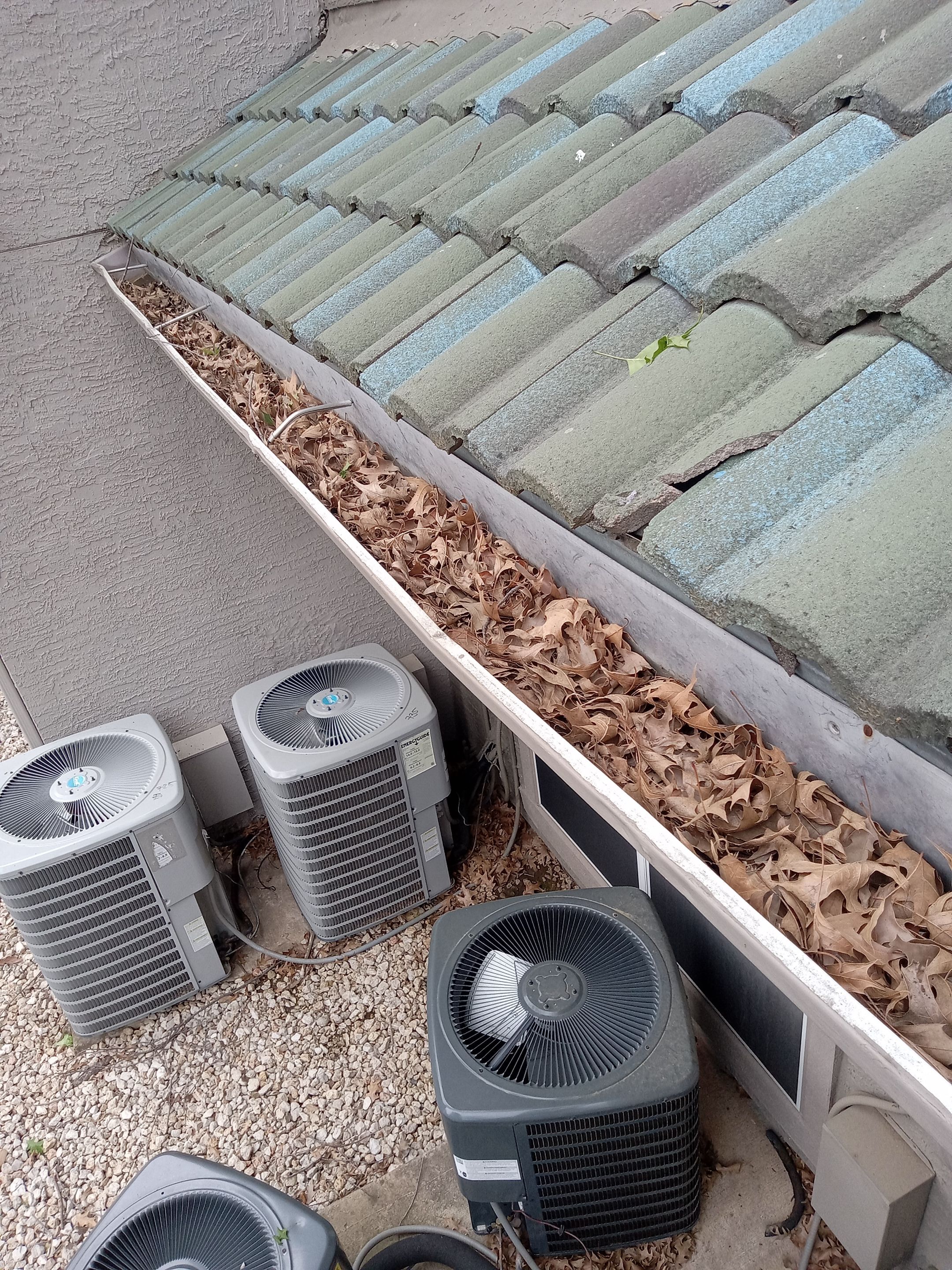 Commercial gutter cleaning Georgia before photo with filled gutters