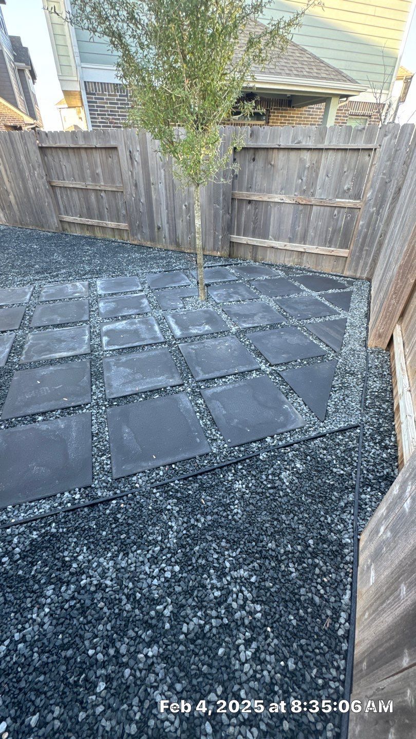 🌿💧 Mary Anne’s Backyard Upgrade – Drainage & Gravel Solution  Every great outdoor space starts with a strong foundation—and for Mary Anne, that meant tackling her backyard drainage challenges first.  Our team stepped in to improve the current drainage system, ensuring stormwater flows naturally away from the foundation. This not only protects the property but also sets the stage for a long-lasting, low-maintenance backyard.  Once the flow was under control, we moved on to creating a new gravel area, complete with fresh leveling, grading, and compaction. By combining proper drainage with durable materials, we built a space that’s as functional as it is clean and polished.  🛠 Project Highlights  Drainage Improvements – installed PVC system to redirect water and prevent pooling.  Gravel Installation – black star gravel compacted over weed blocker for strength and beauty.  Paver Additions – functional stepping areas designed for both style and convenience.  Material Upgrades – premium weed blocker, bend-a-board edging, and drainage stacks.  ✅ Result: Mary Anne now enjoys a backyard that is secure, low-maintenance, and ready for future features like a fire pit or expanded patio.  💡 At Texas Urban Elements, Alejandro and his team of handcrafted specialists focus on long-term solutions—blending design, drainage, and durability into every project.  📢 Ready to protect your home while upgrading your outdoor space? Let’s design your solution today. by Texas Urban Elements