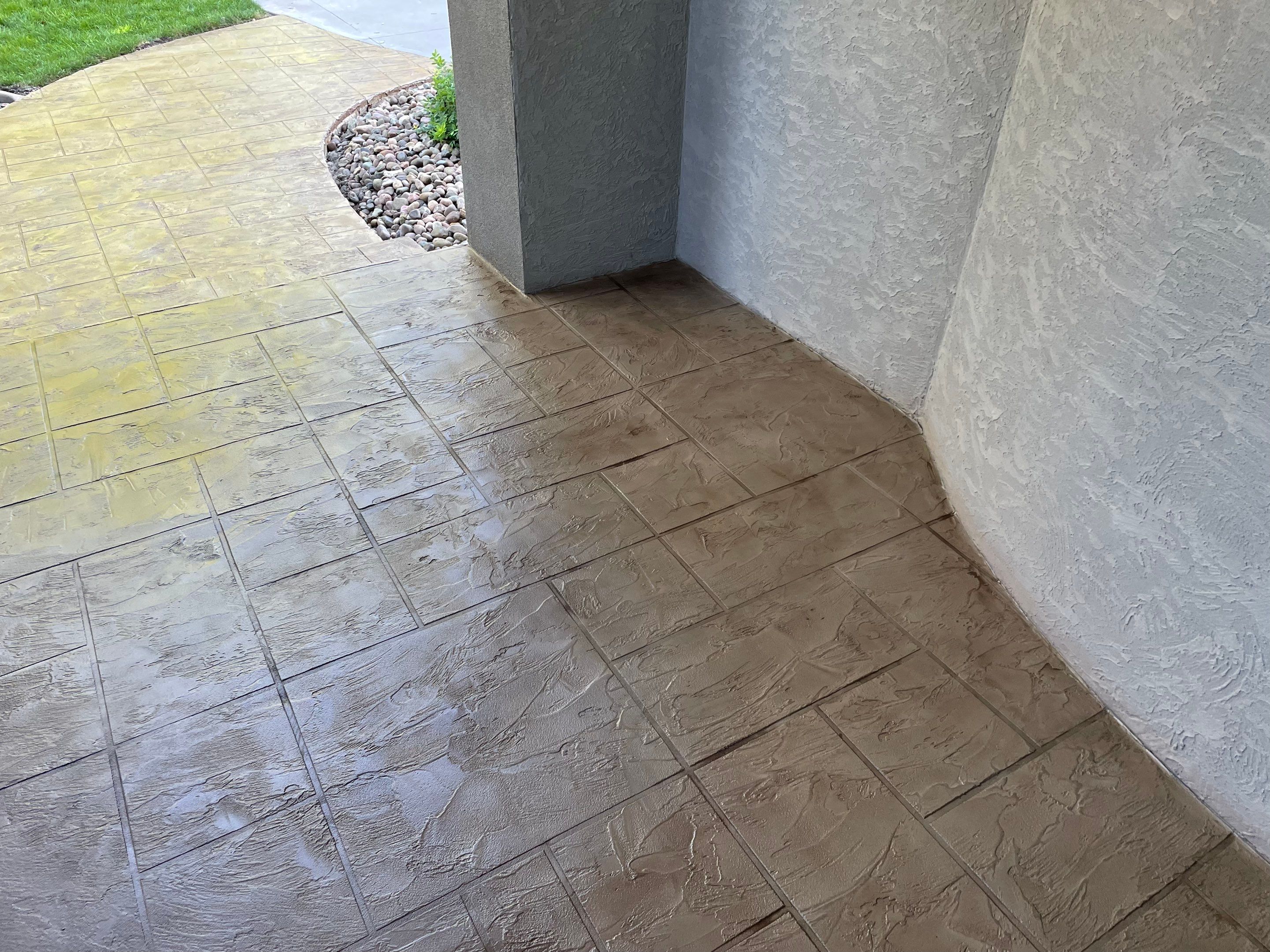 Lake Lotawana -- Front Walkway and Back Patio Tuscan Overlay by Big Red Decorative Concrete, LLC