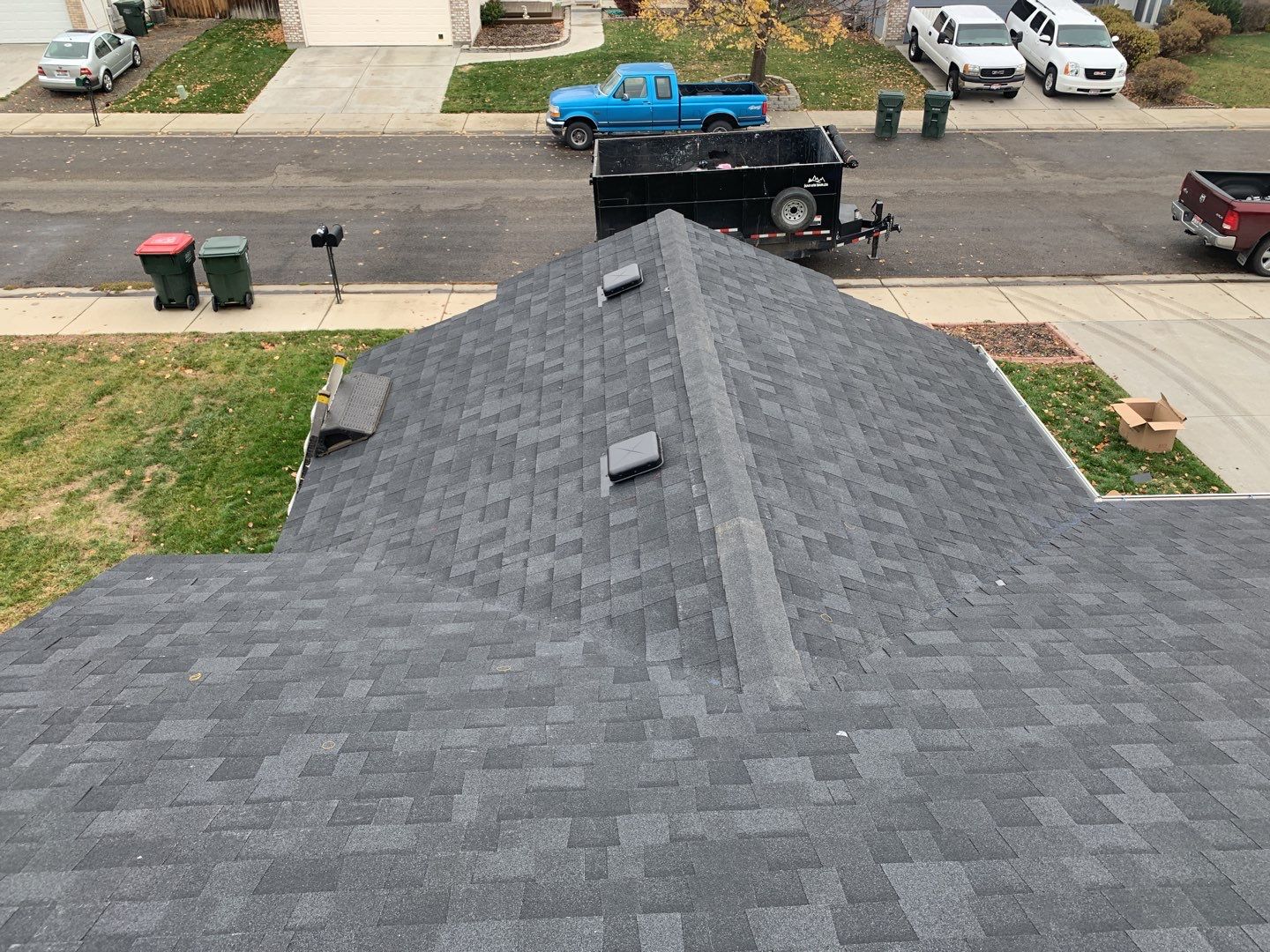 Meridian residential roofing installation using Duration shingles in Teak color. by ID Roofing LLC