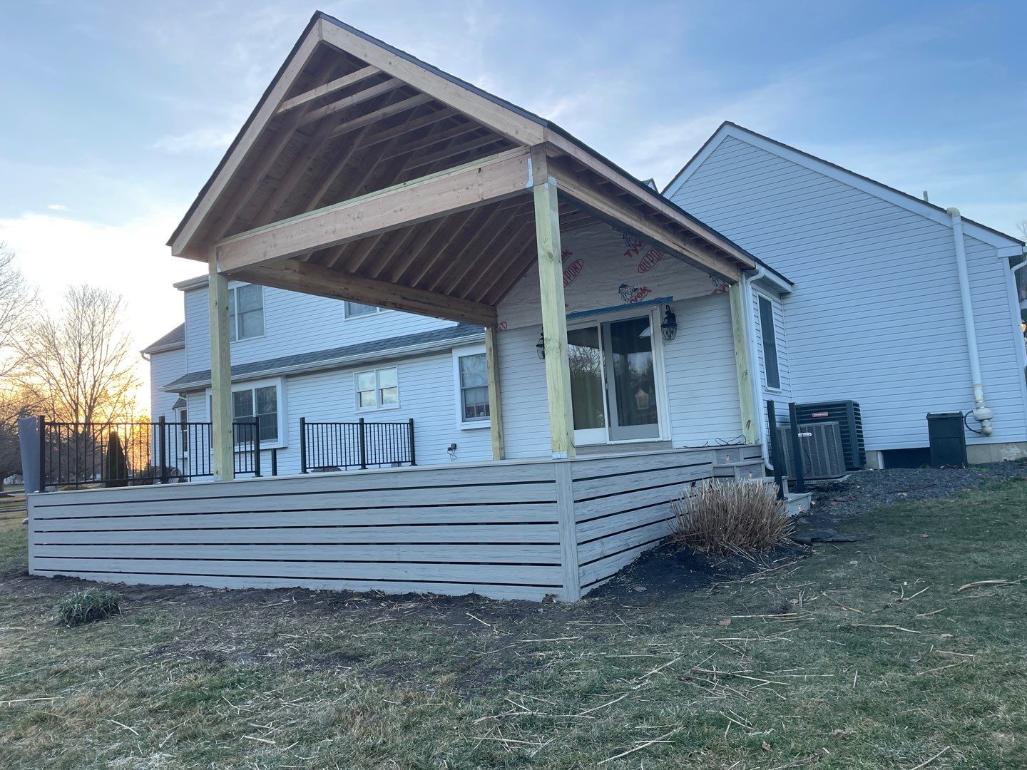 New deck With A frame porch In Morrisville PA by deck guardian