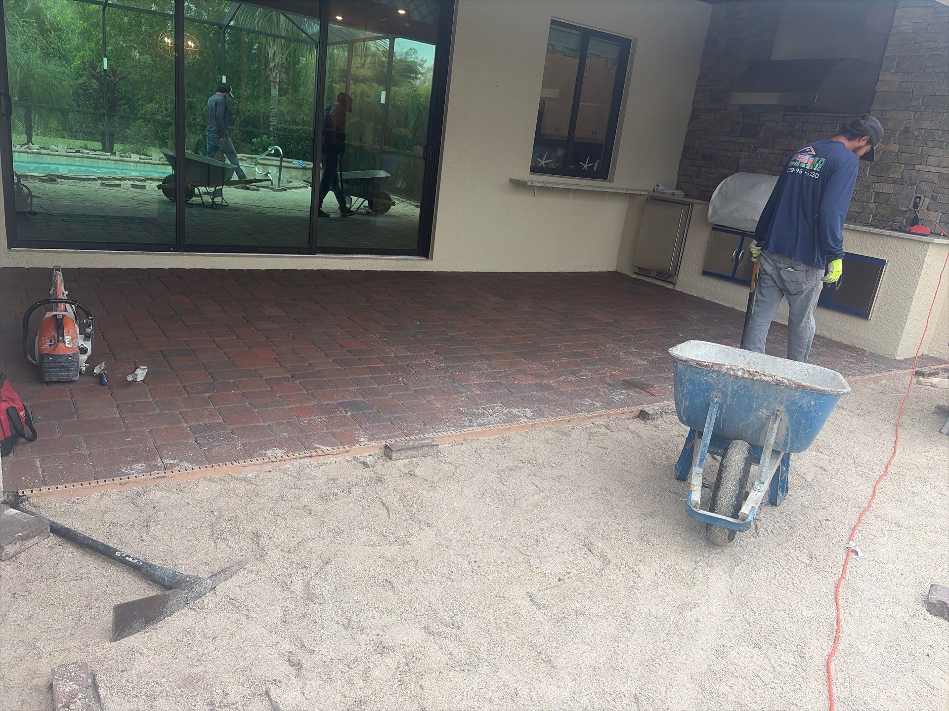 Pool Deck Renovation | Pool Coping & Tile Upgrade | Textured Marble Natural Stone - Bonita National Golf & Country Club by Old Town Pavers Llc
