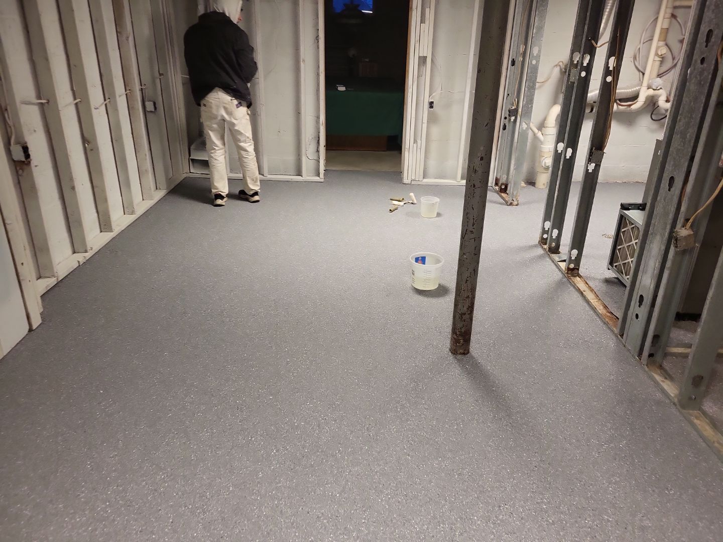 Basement Concrete Floor Coating with Penntek Flake System by Spectrum Painting, LLC