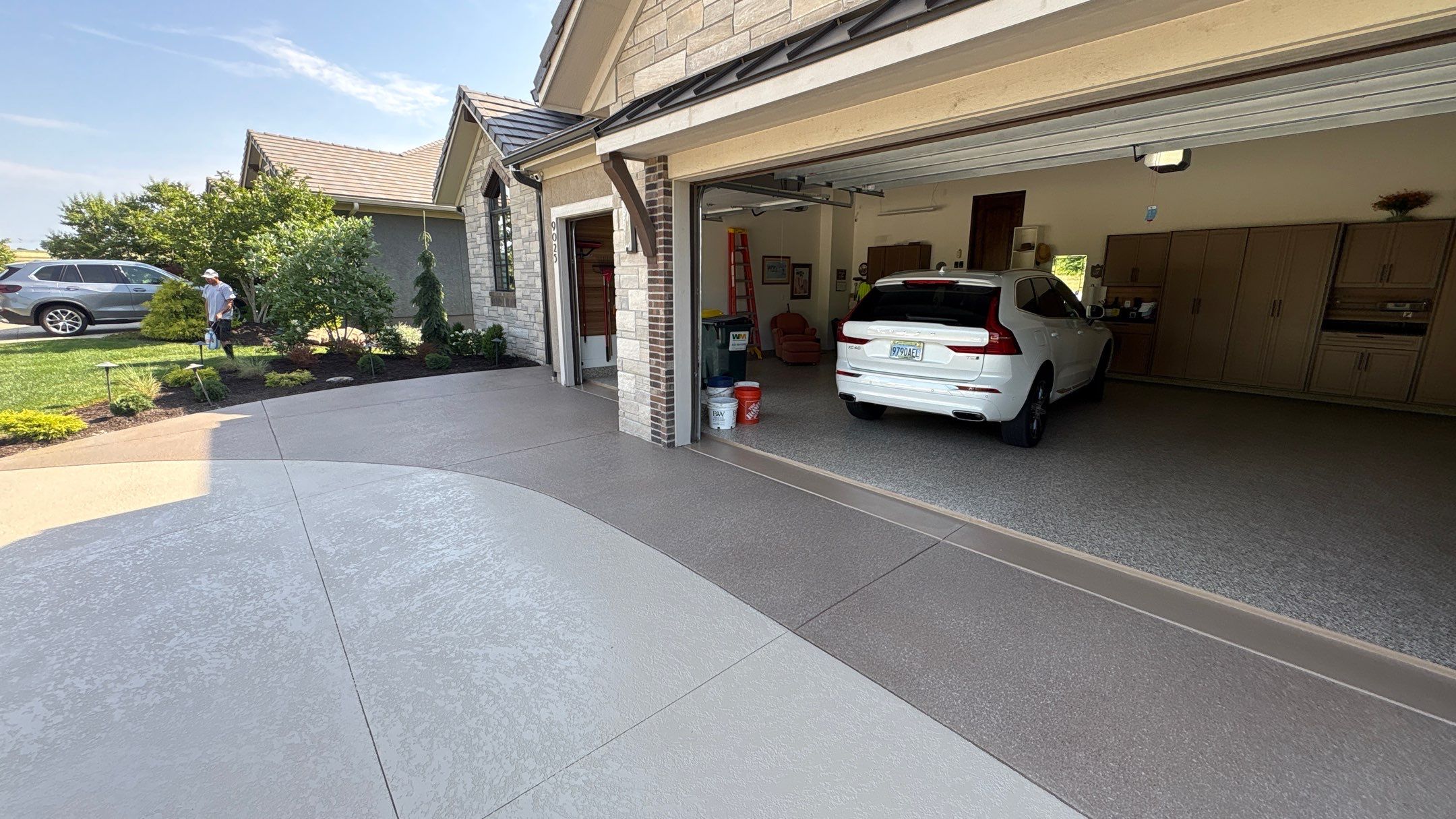 Two-Tone Driveway Resurface - Olathe, KS by Big Red Decorative Concrete, LLC