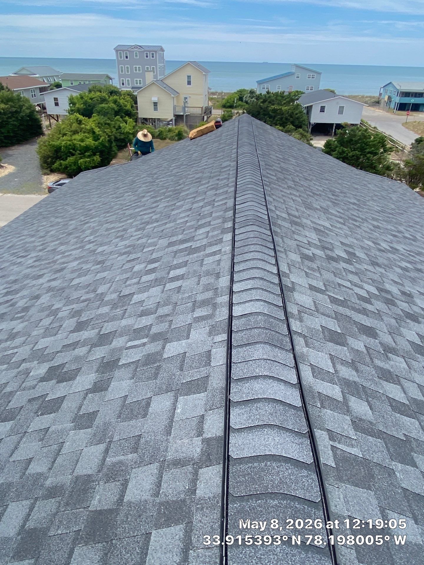 Oak Island Roof Replacement with CertainTeed Landmark PRO Moire Black by RGR Construction and Roofing, LLC