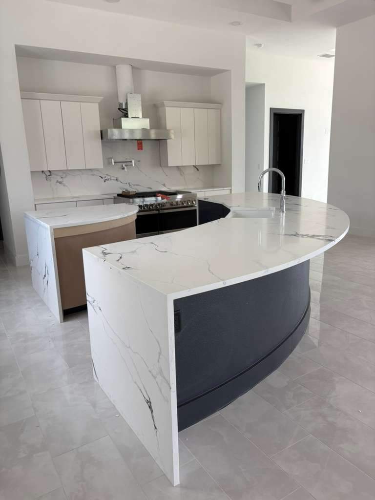 A home with a mix of quartz options by Mena stone surfaces