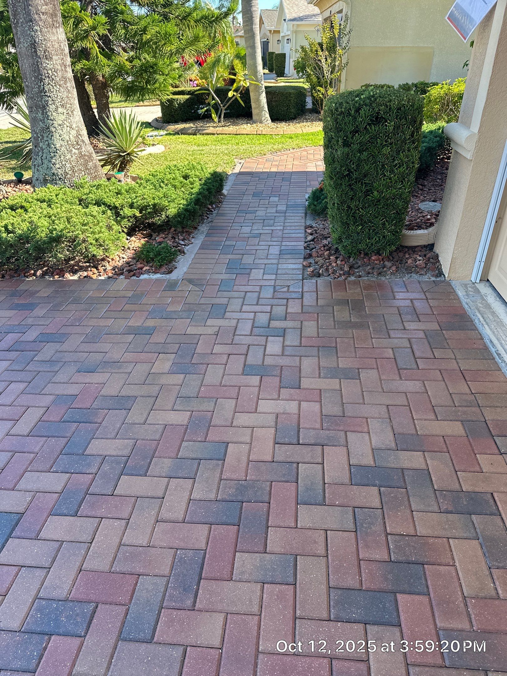 Restoring Multi-Tone Paver Driveway and Walkways in Sun City Center by Supreme Paver Experts
