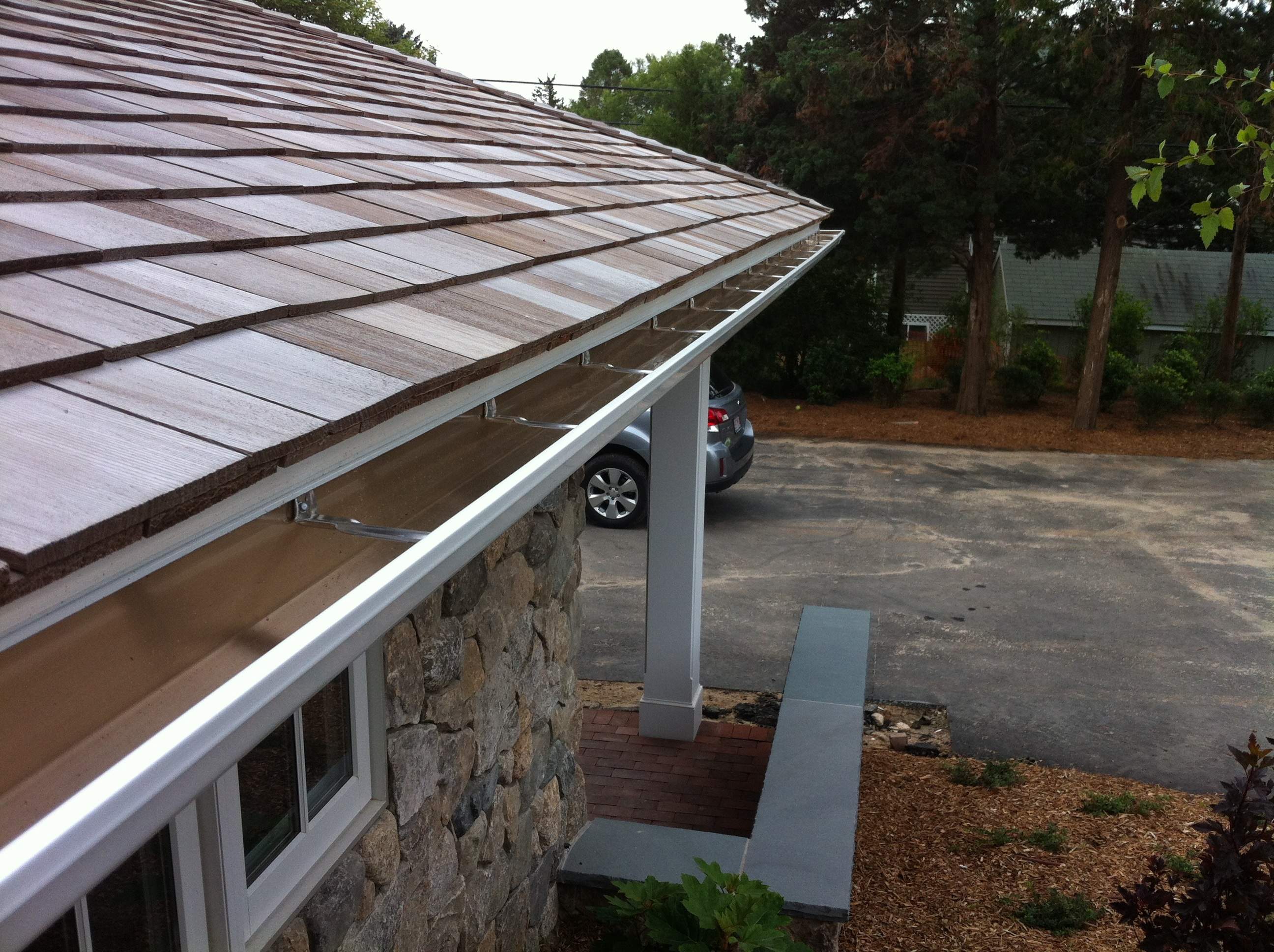 Seamless Aluminum Gutter System With Galvanized Downspouts in Falmouth by Gutter Pro Enterprises